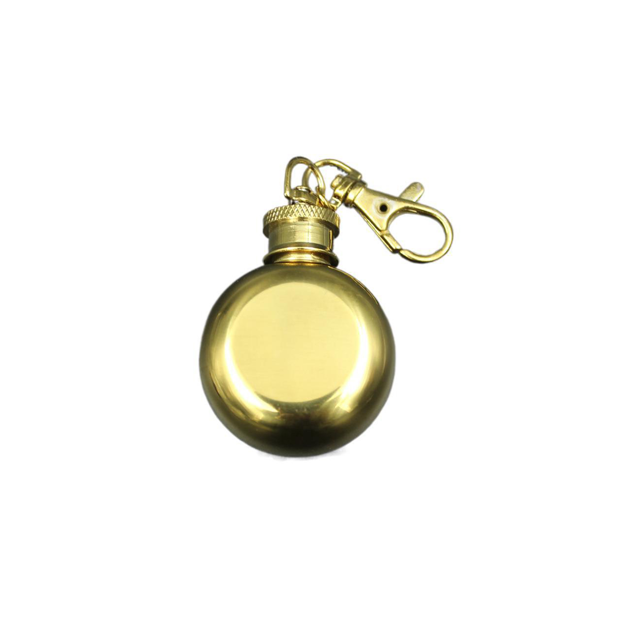 Stainless Round Pocket Flask 1 Ounce With Keychain Clip 4