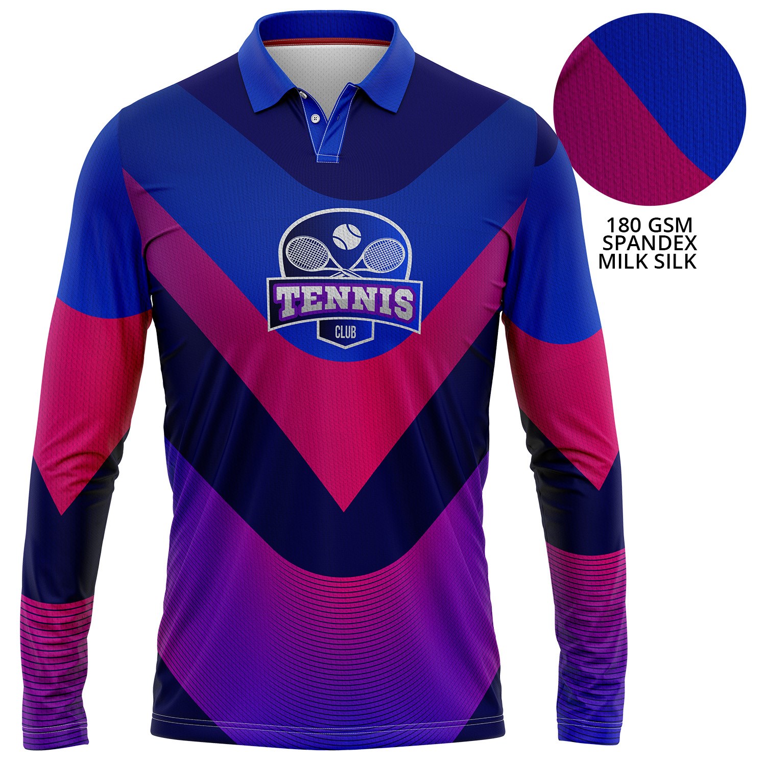 Unisex 180 GSM Spandex Milk Silk Sublimation Long Sleeve Polo 2