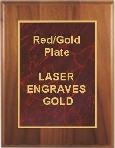 5" x 7" Cherry Finish Plaque with a Red Marble Designer Plate 2