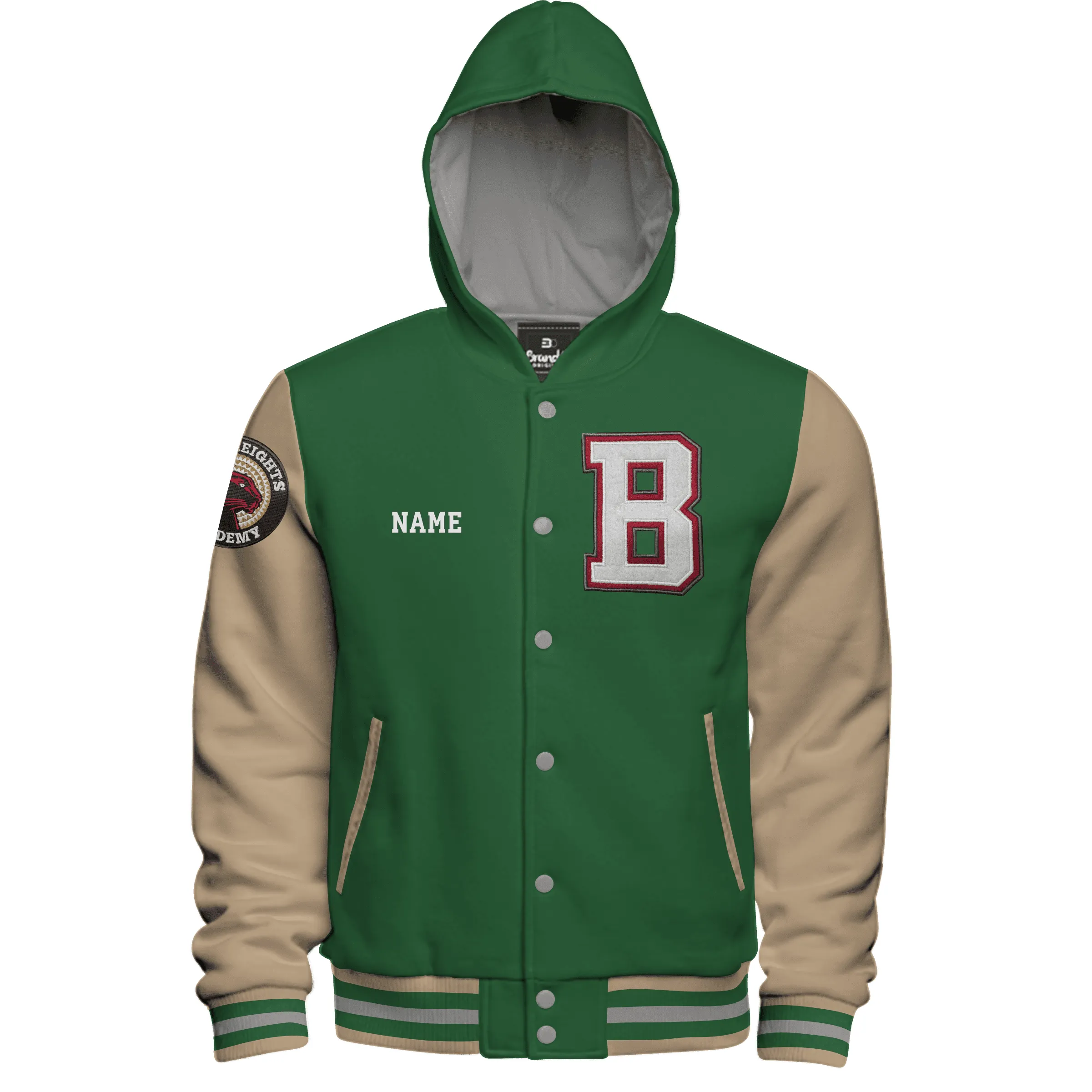 Hooded Cotton Fleece Varsity Jacket With Black Satin Lining 8