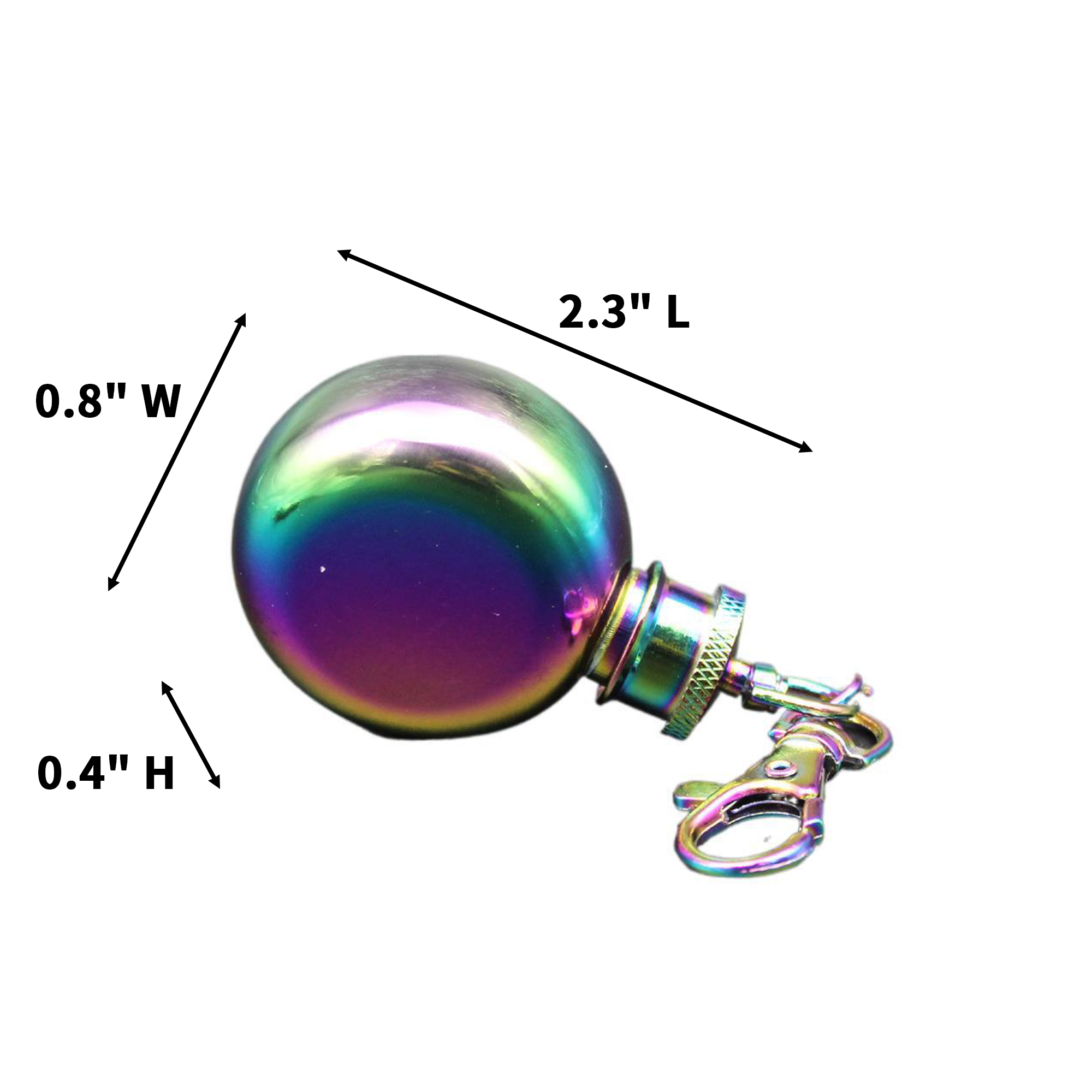 Stainless Round Pocket Flask 1 Ounce With Keychain Clip 7