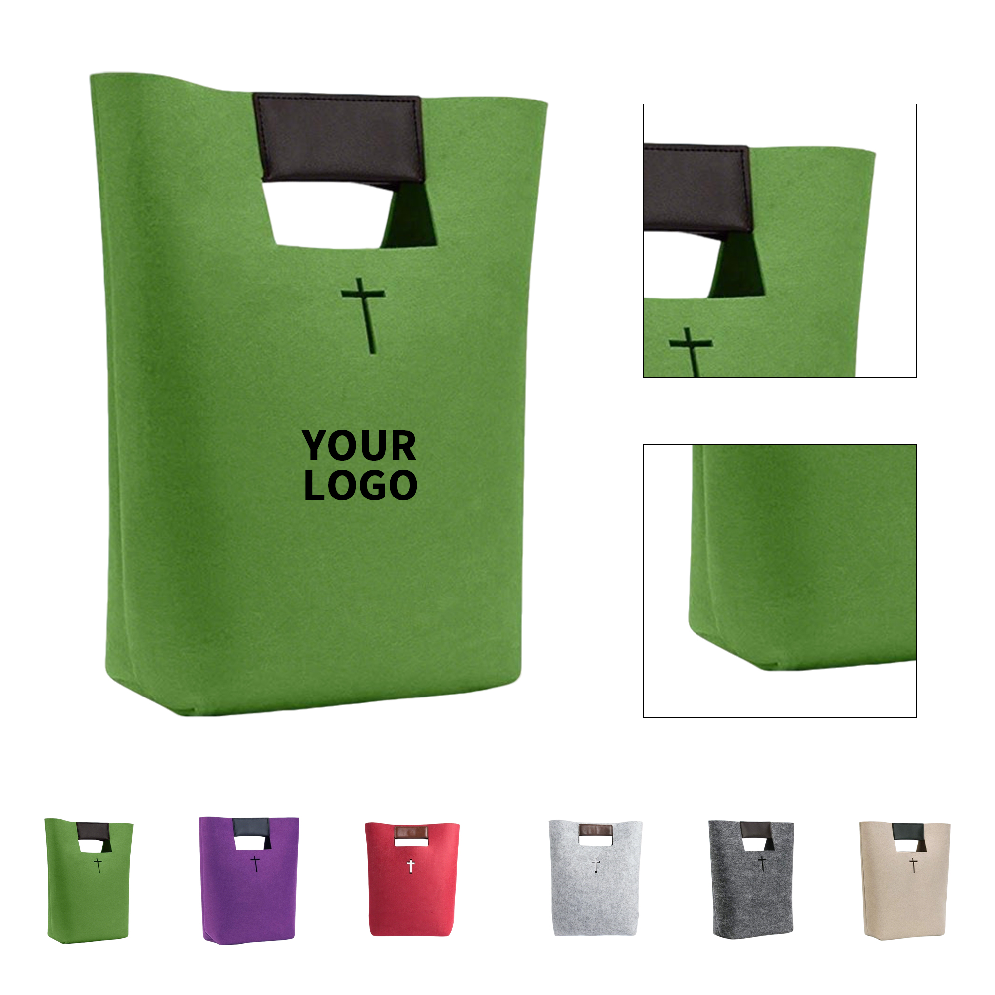 Handle Carrier Reusable Felt Tote Bag, custom tote bag with logo imprint 6