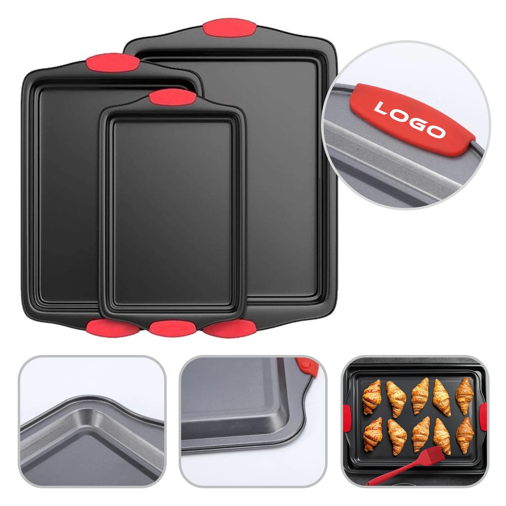 3Pcs Non-Stick Kitchen Oven Baking Pans 3