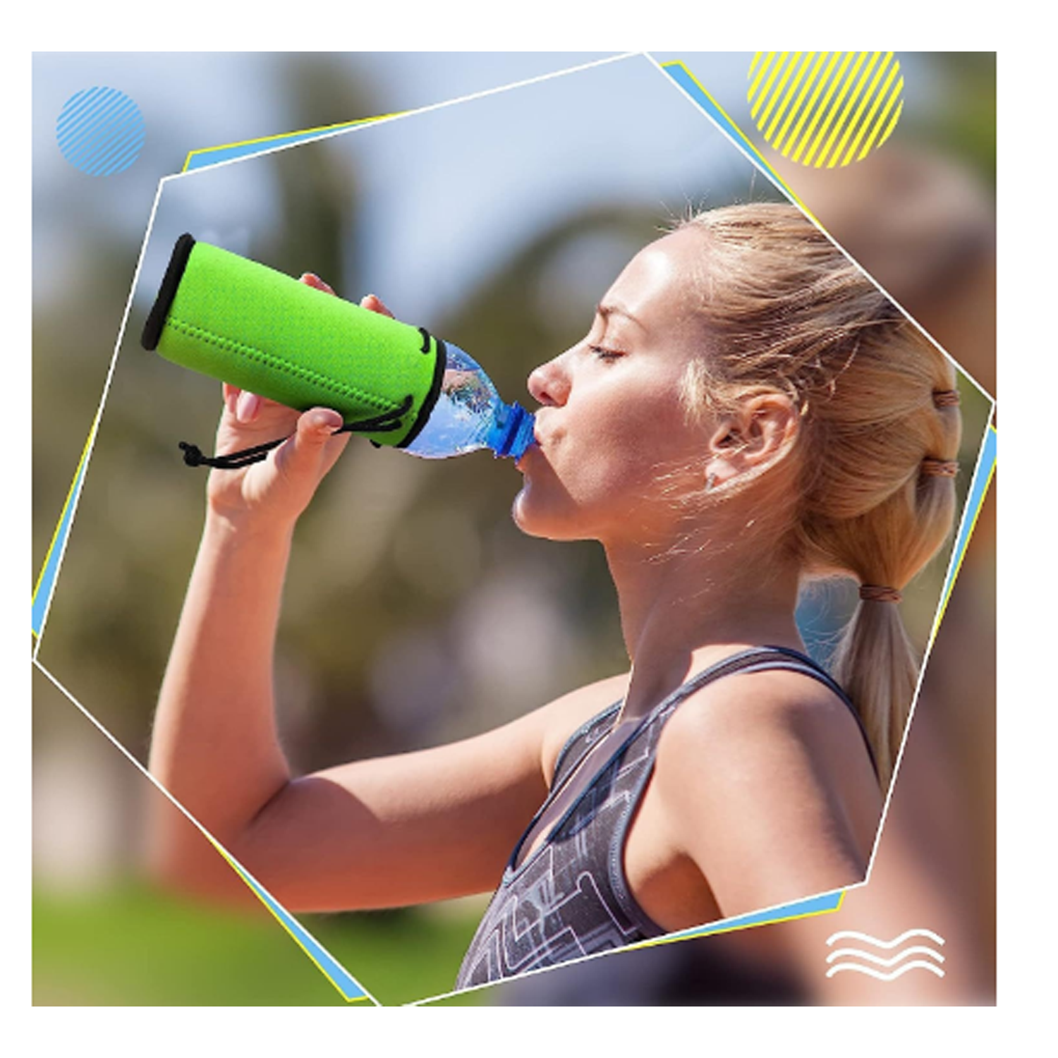 Custom Drawstring Neoprene Water Bottle Insulators, custom koozie with logo imprint 3