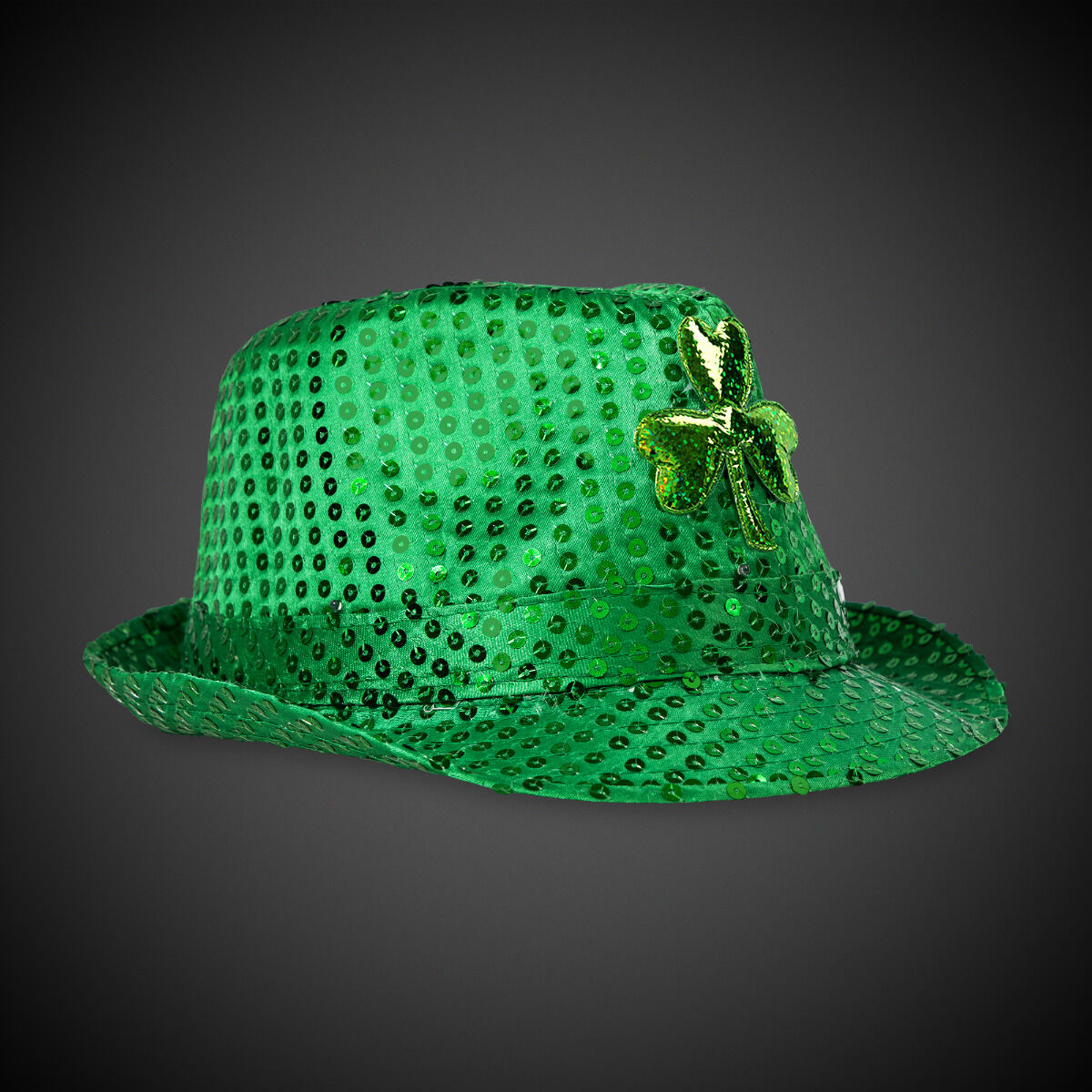 St Patricks Light Up Sequin Fedora Hat(blank) 2