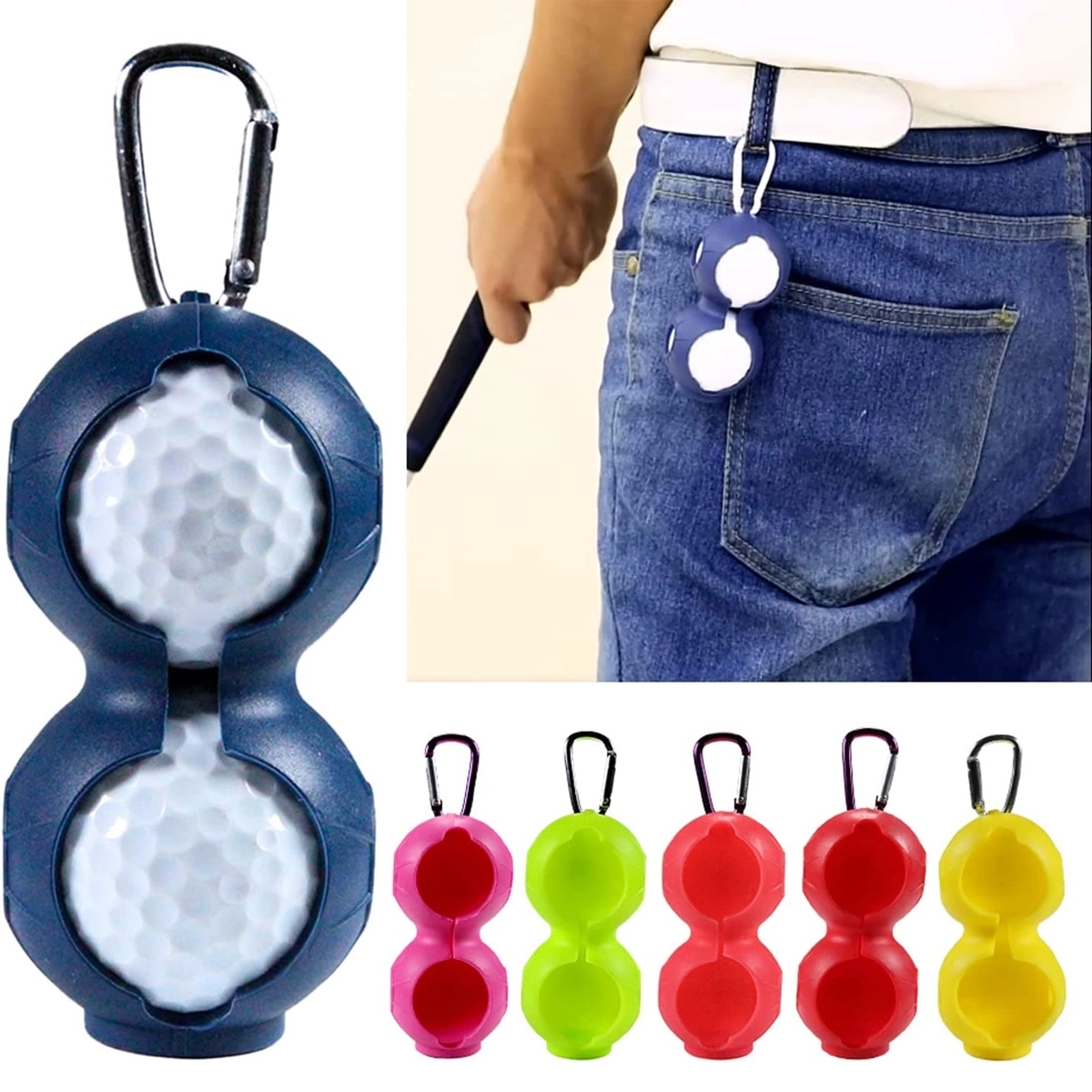 Silicone Golf Ball Holder With Carabiner 2