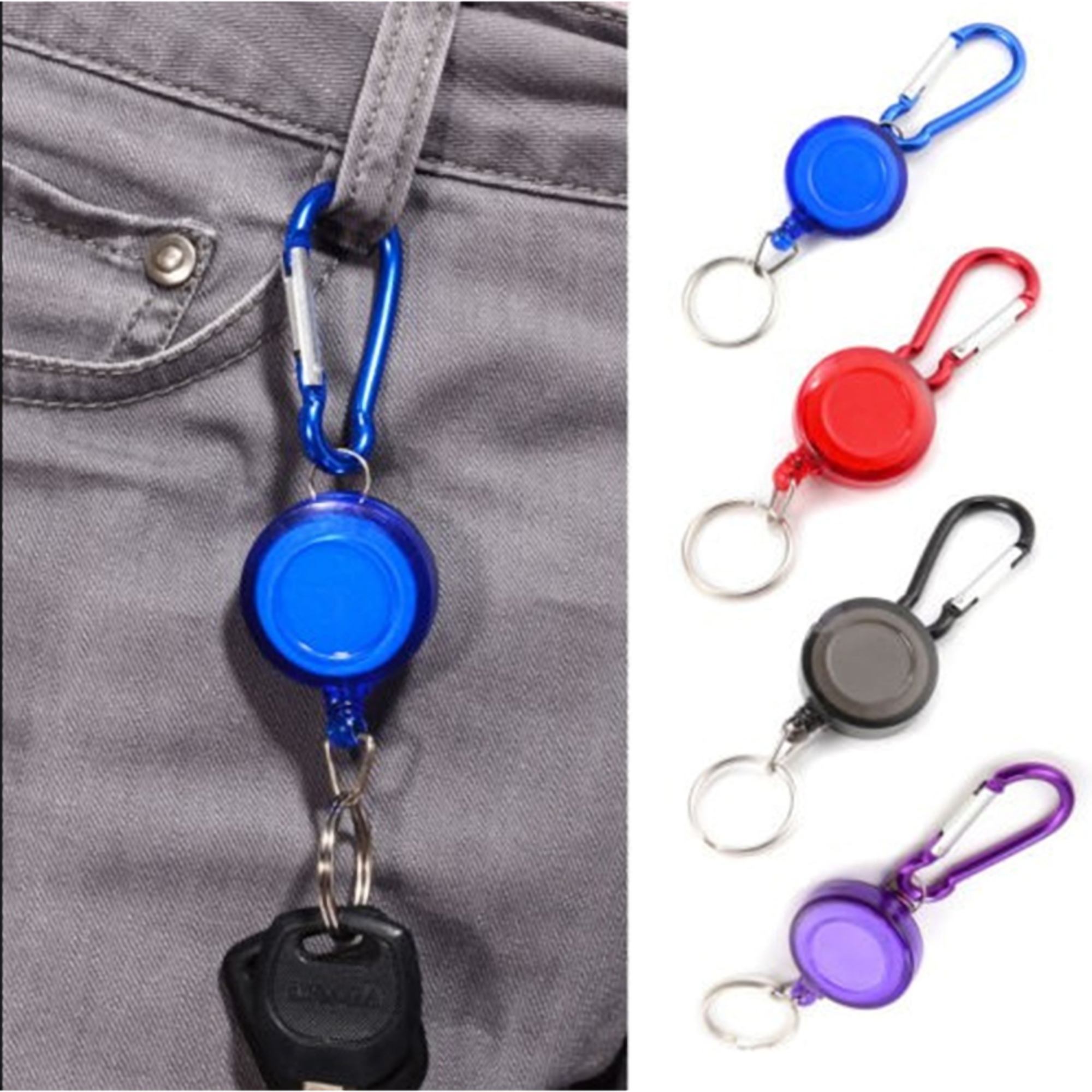 Retractable Keychain w/Carabiner Clip 2