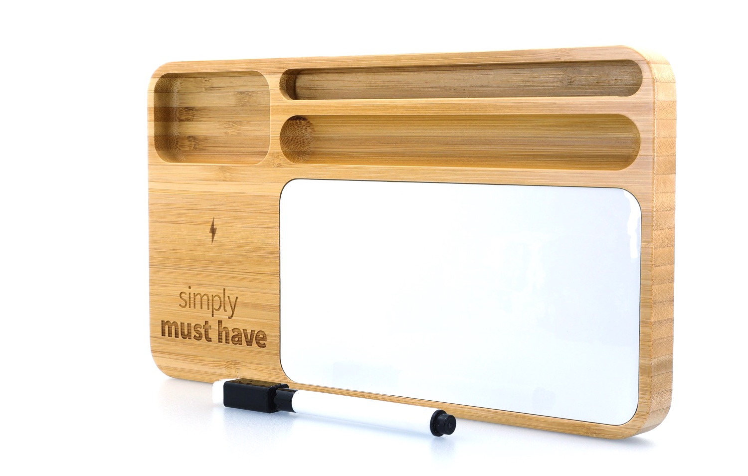 Bamboo 10W Wireless Charging Base with Dry Erase Board 1