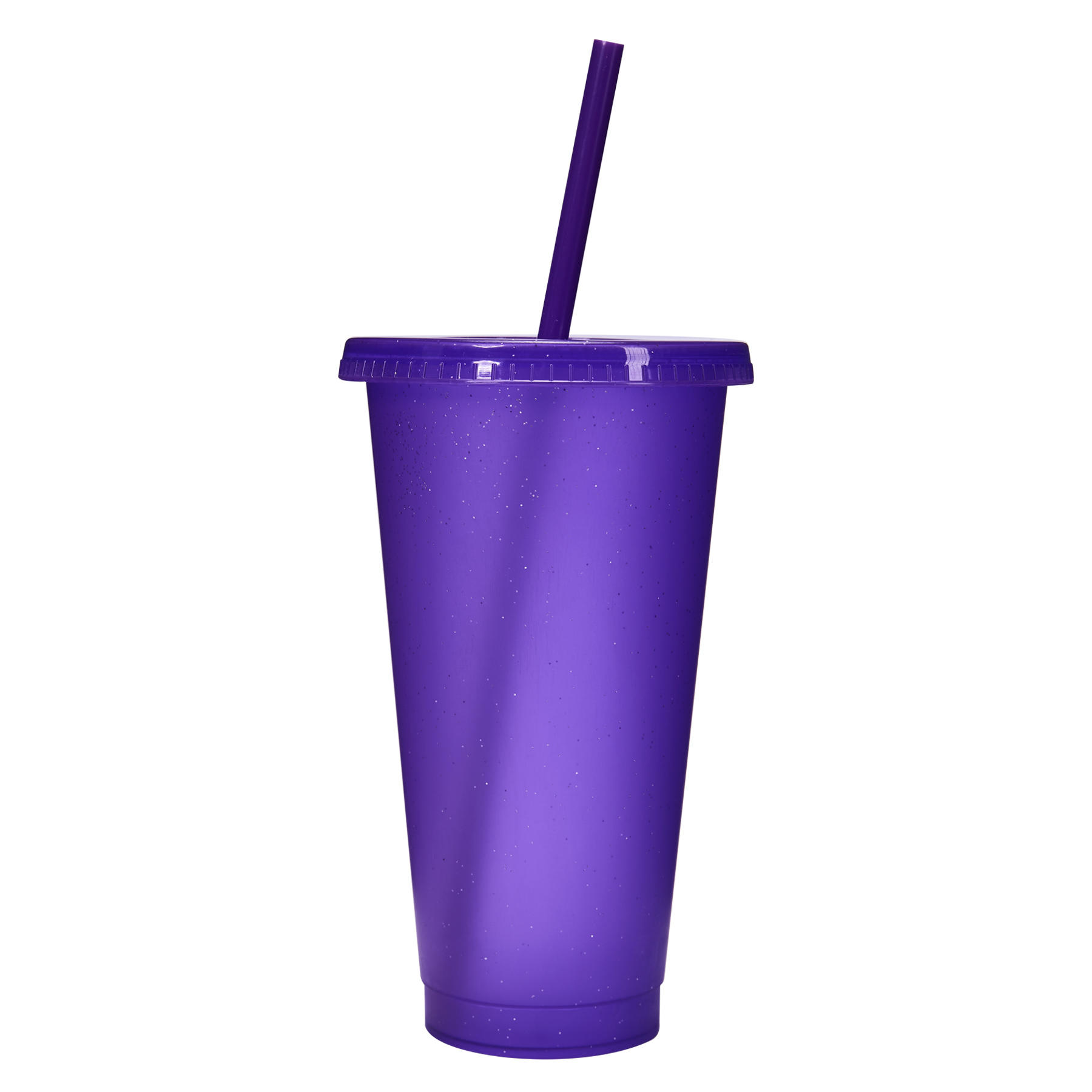 24 Oz Reusable Colorful Glitter Plastic Straw Cup W/ Splash Proof Lid 14