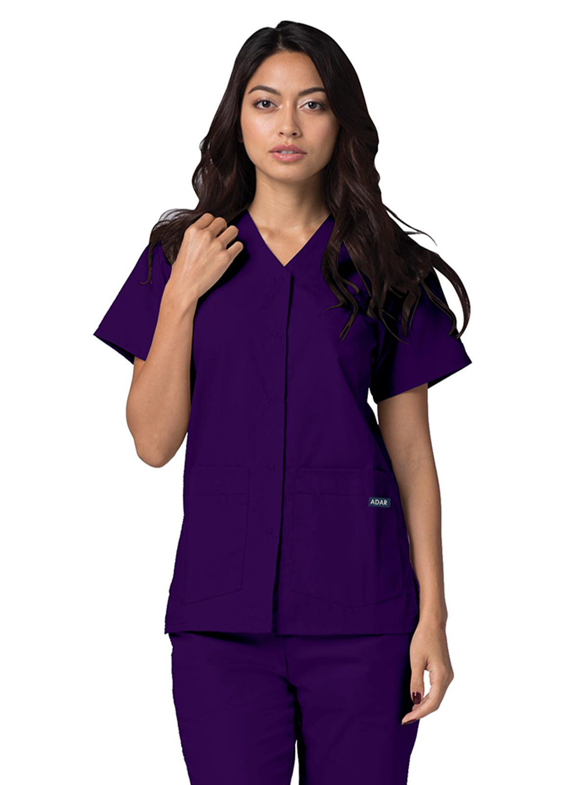 Adar - Universal - Women's Double Pocket Snap Front Top 17