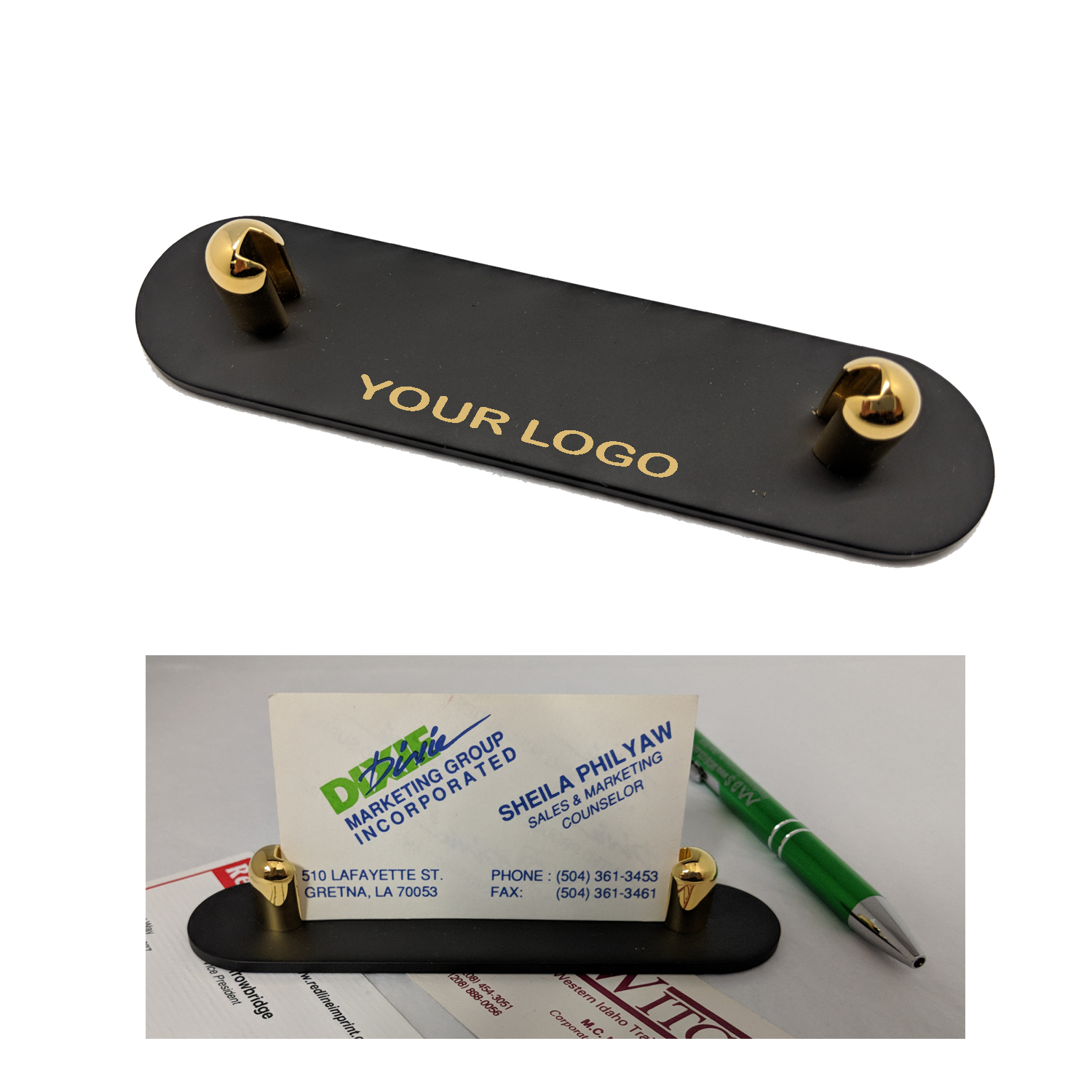 Click image to zoomTwo Tone Solid Brass Deluxe Name Card Holder 1