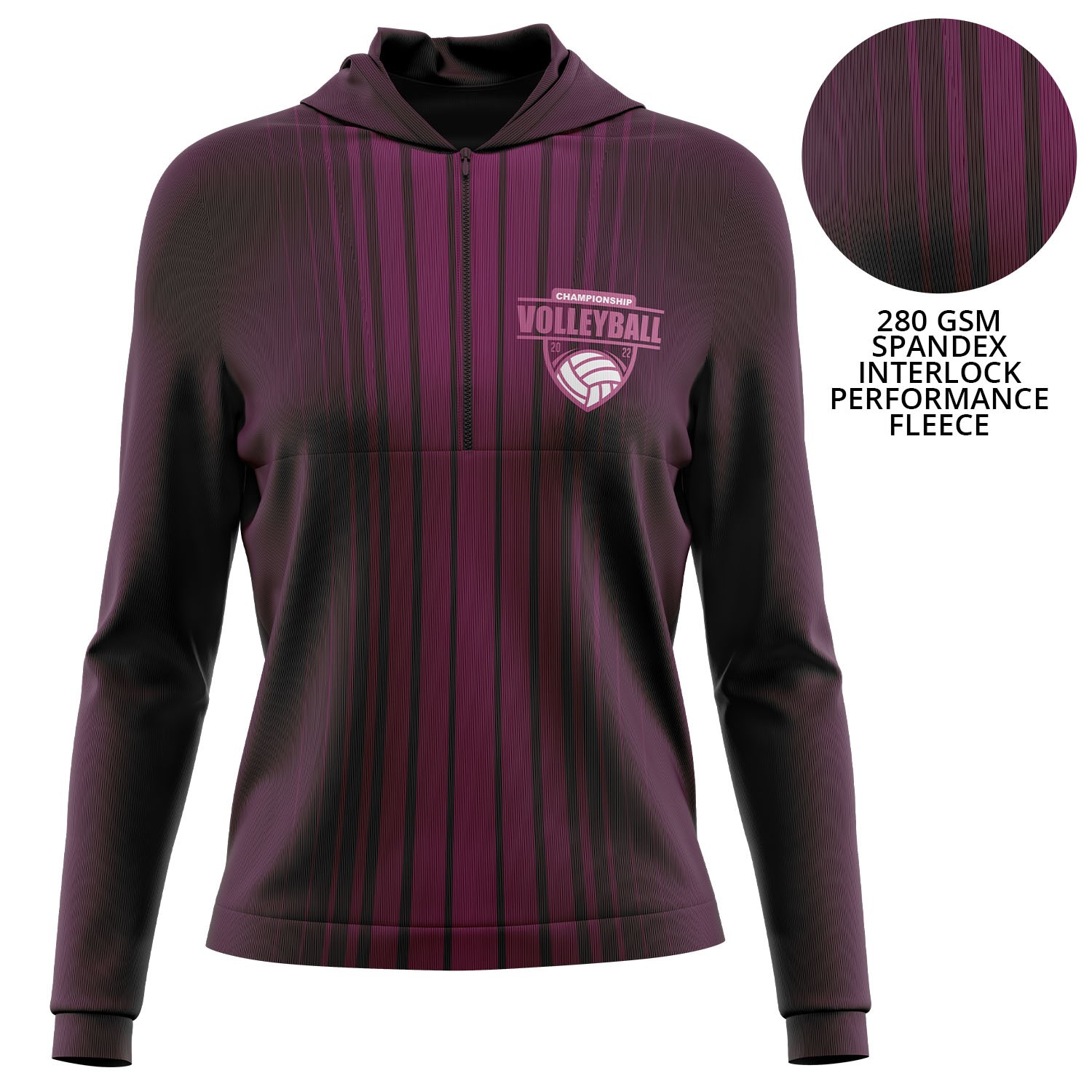 Women's 280 GSM Spandex Interlock Fleece Quarter Zipper Hoodie 3