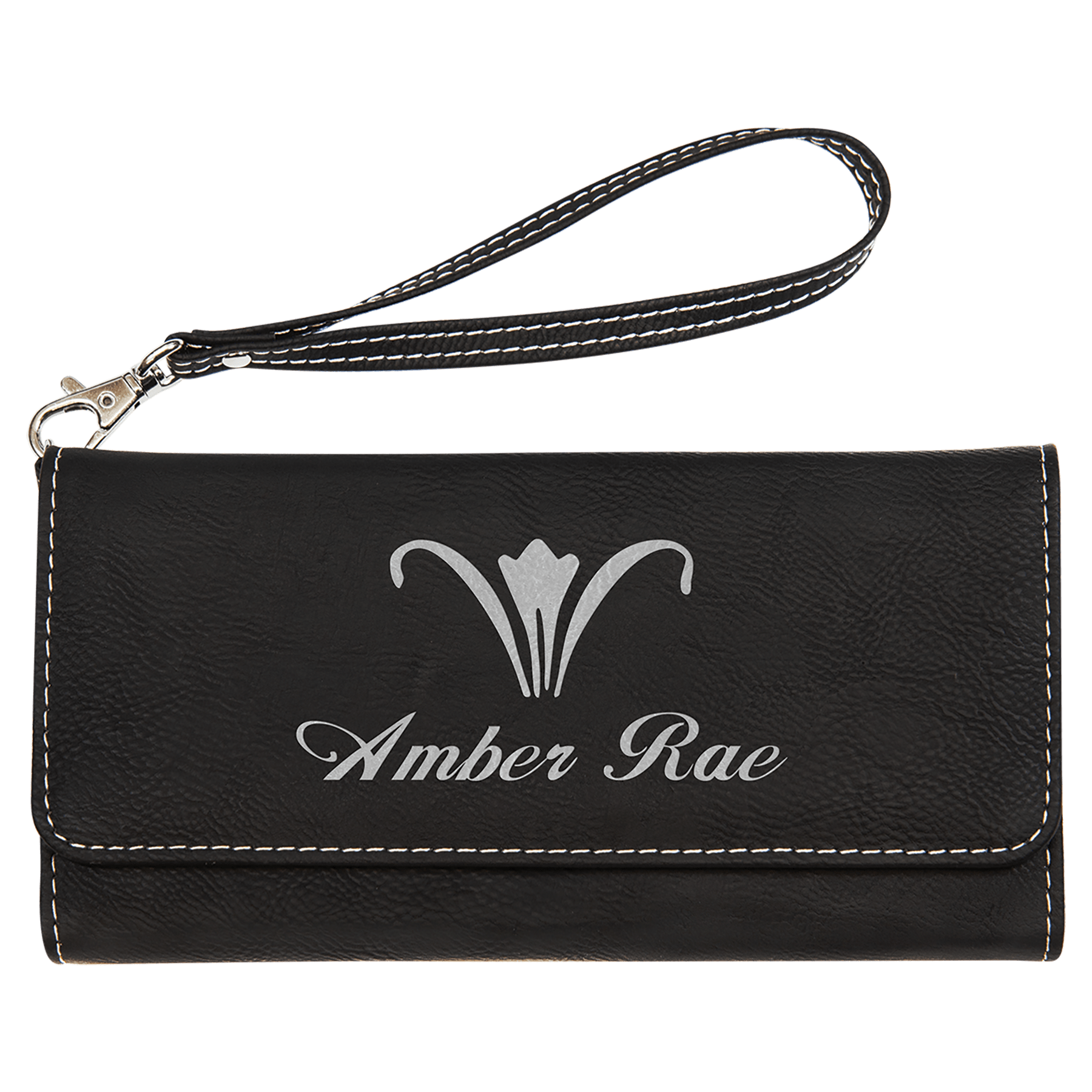 7 1/2" X 4" Laserable Leatherette Wallet With Strap 5