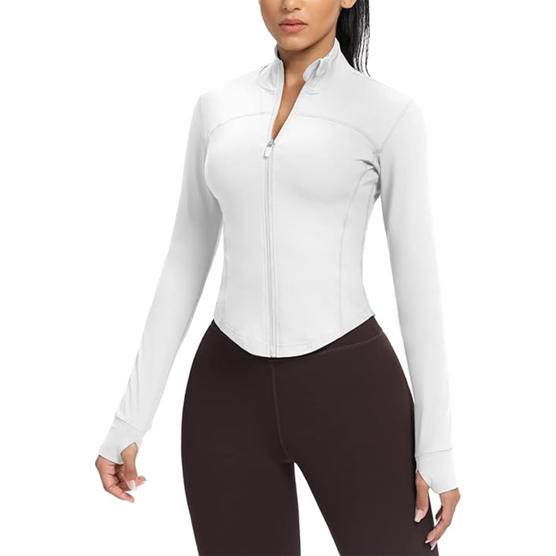 Women Cropped Running Workout Zip Jacket 14