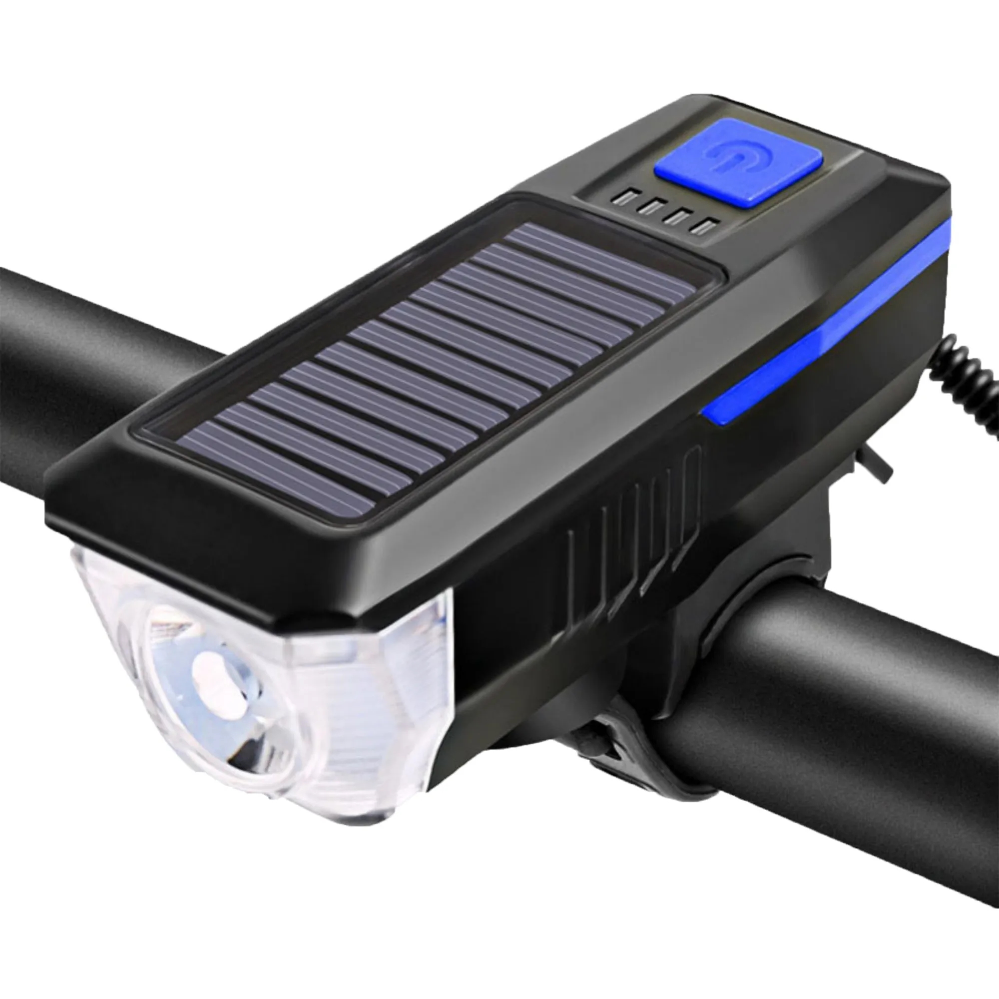 Solar Rechargeable Bicycle Headlight With Horn 3
