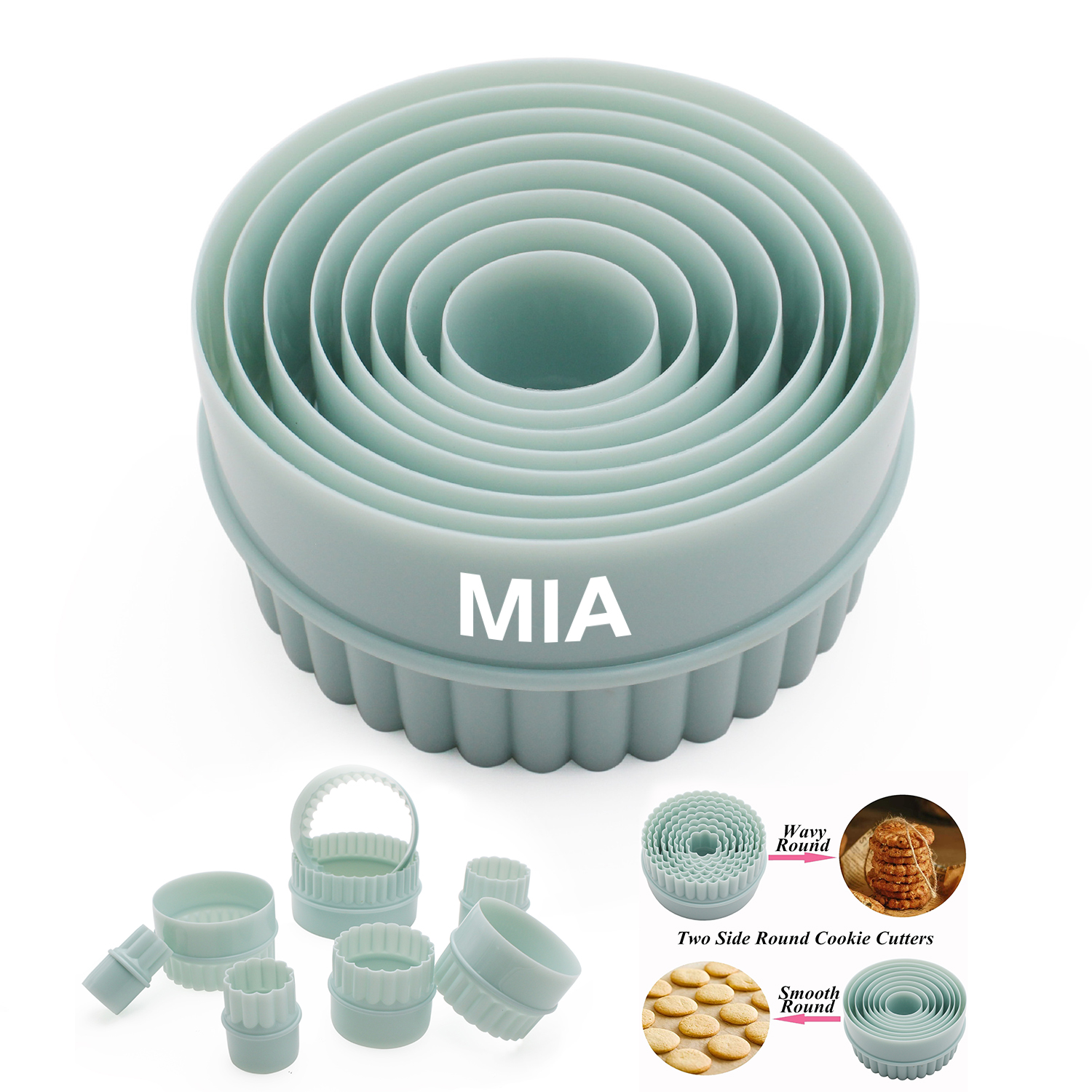 Plastic Round Cookie Molds 8pcs Lace Set 8