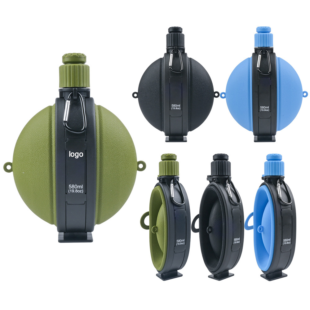 Collapsible Camping Compass Water Bottle - Portable Silicone Travel Flask 1