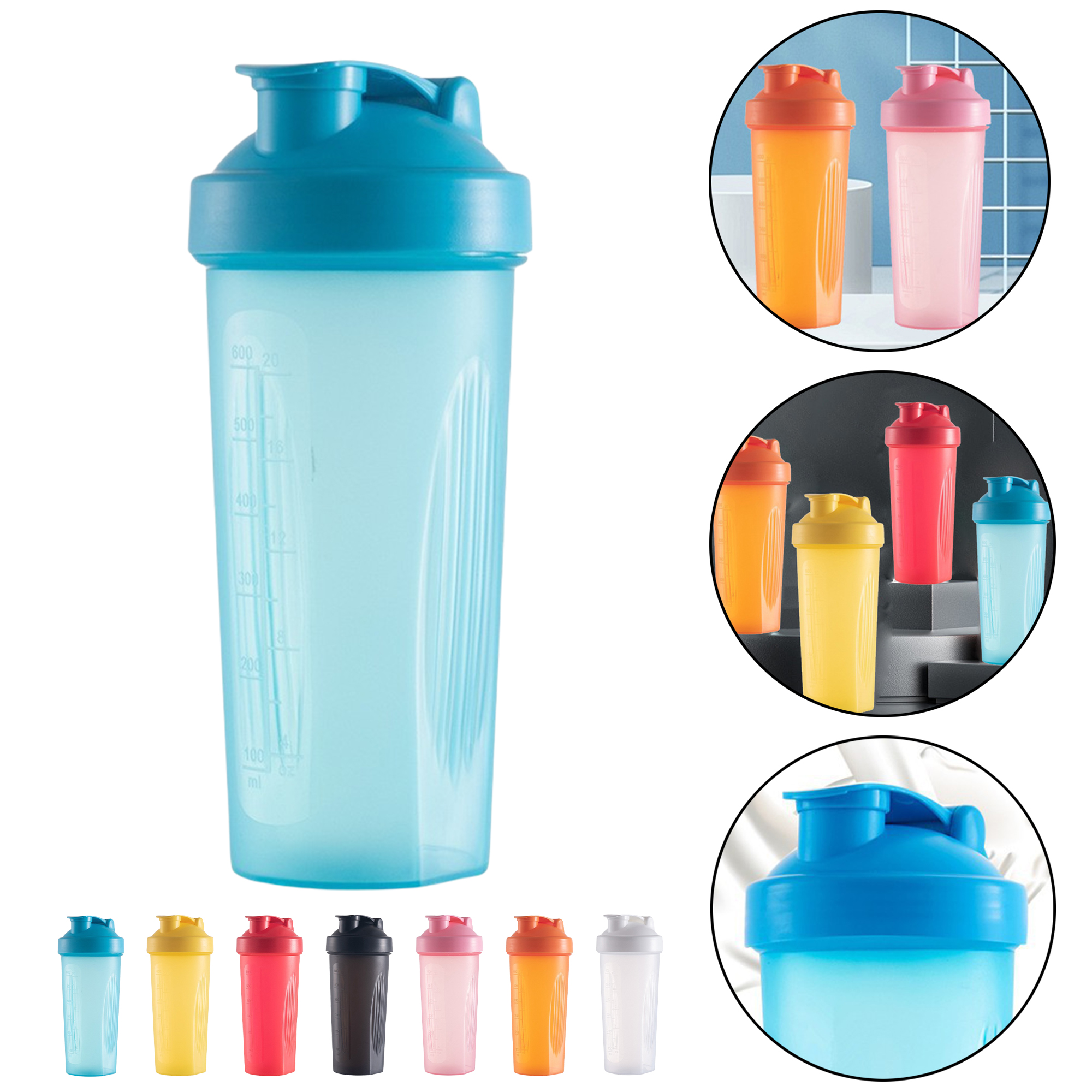 600ml Shaker Bottle for Protein Shakes with Measurement Marks 4