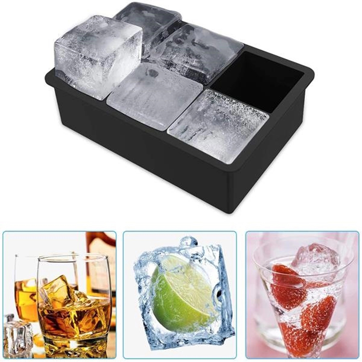 Silicone Ice Cube Trays With Lids Large Square Molds 2
