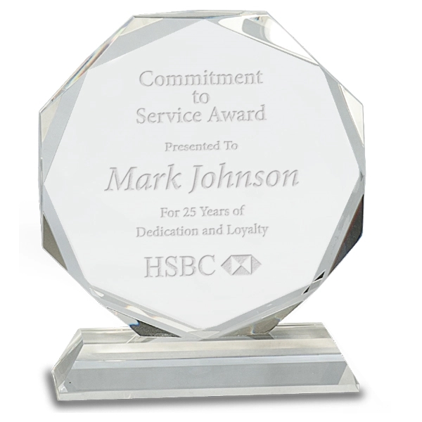 Personalized Round Facet Crystal Award 2