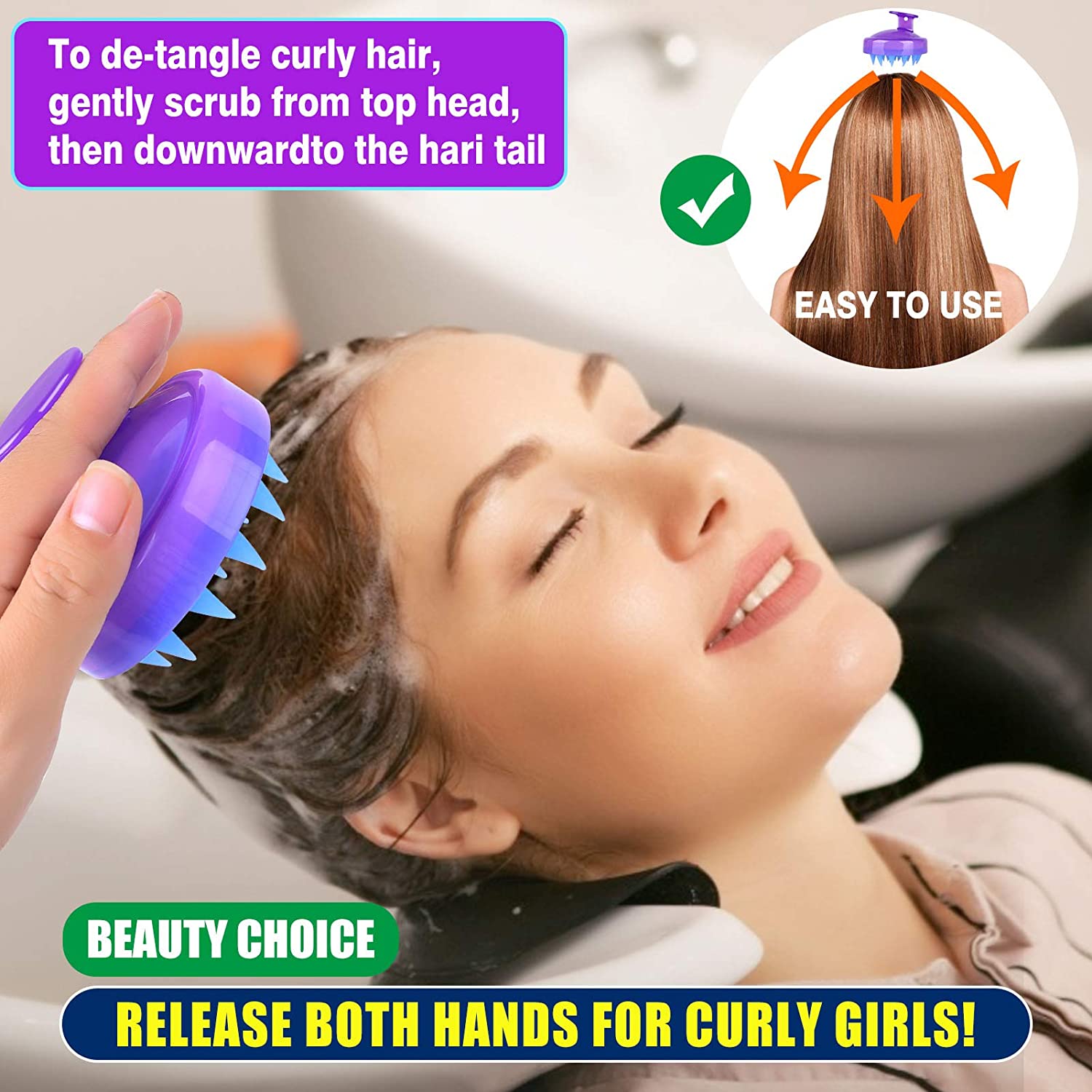 Original Soft Silicone Hair Shampoo Brush Head Tourmaline Contained 2