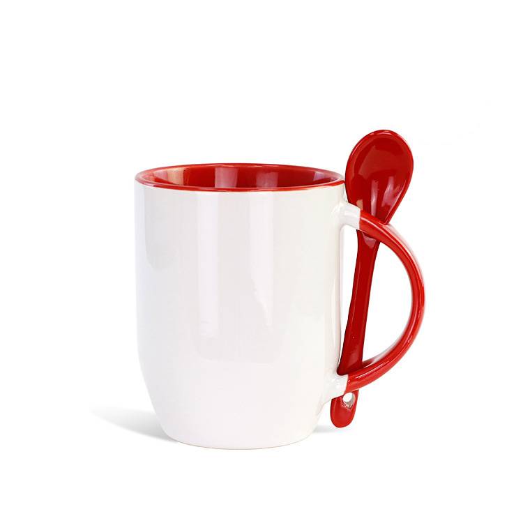 11 Oz. Two-Tone Ceramic Cup Coffee Mug With Spoon 5