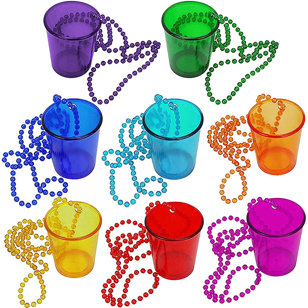 Plastic Shot Glass with Beaded Necklace 2