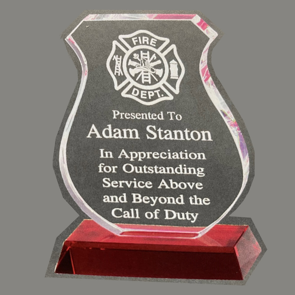 Crystal Badge Design Award to Honor Police and Firefighters With Red Base 1