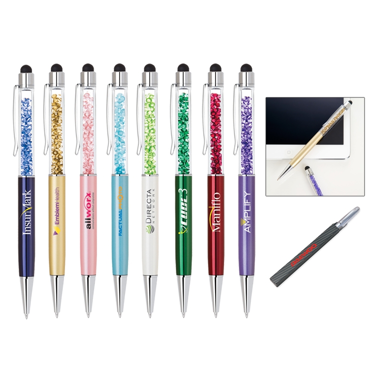 Brass stylus pen with matching crystals and barrel colors 7