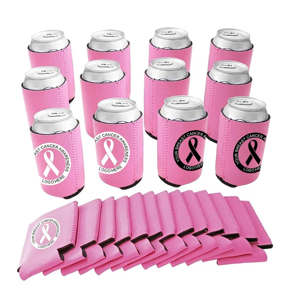 Breast Cancer Awareness Neoprene Can Coolers, custom koozie with logo imprint 5