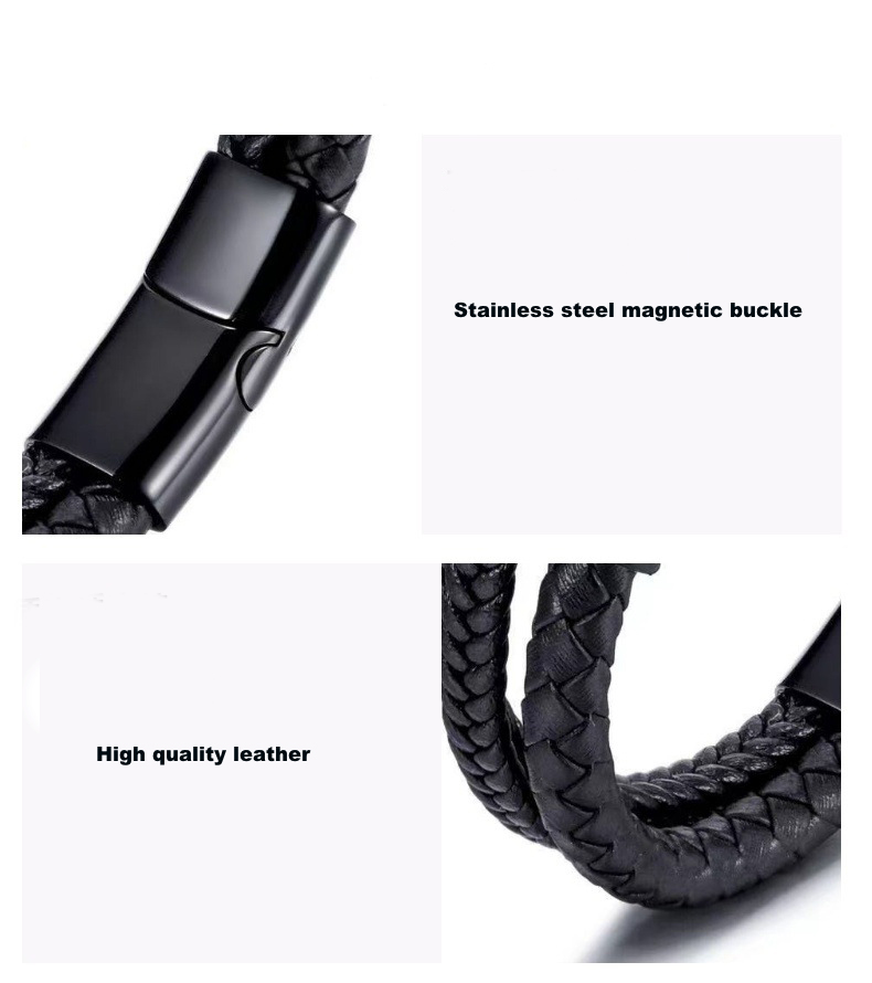 Multi-Layer Braided Leather Bracelet with Clasp 3
