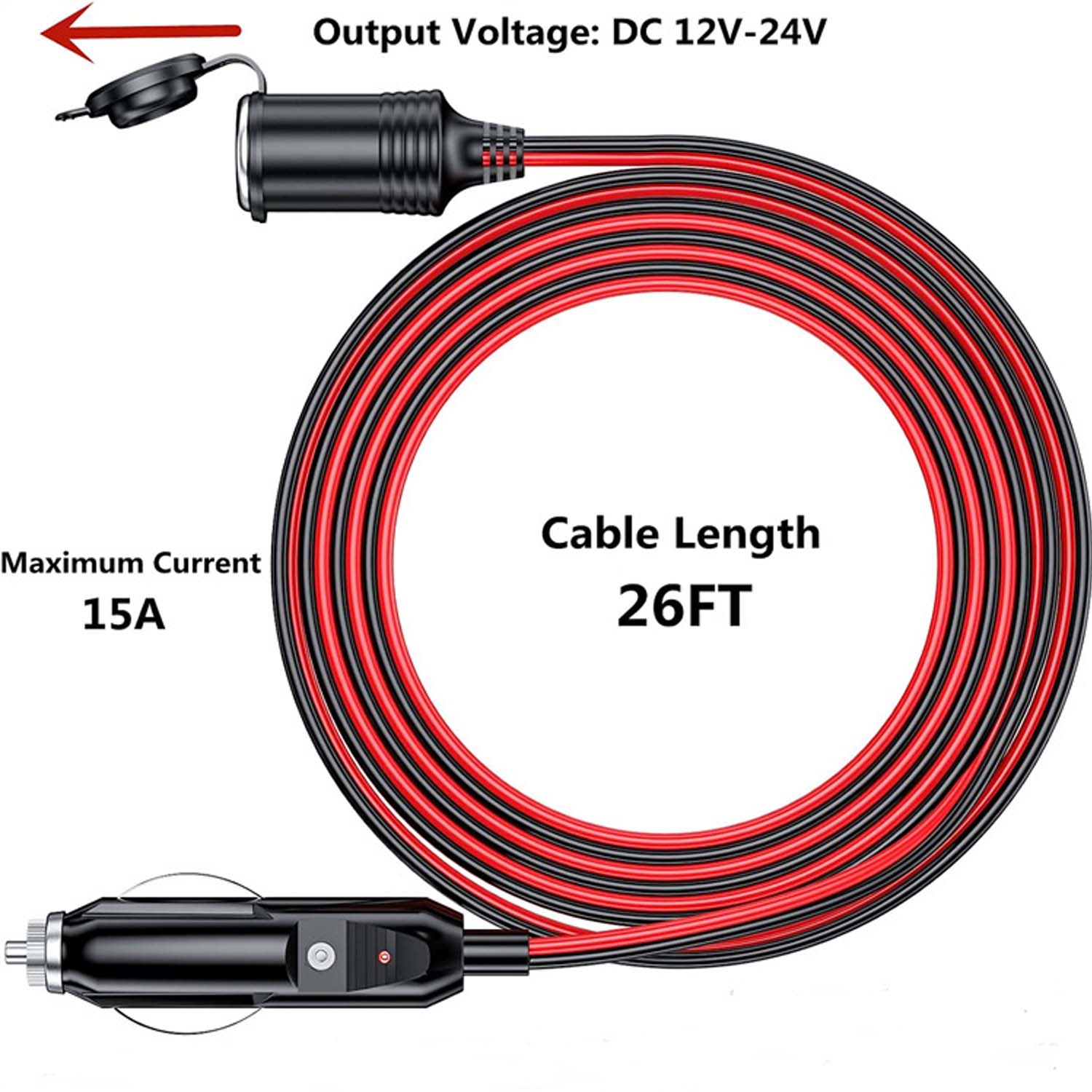 Car Plug Extension Cord with LED Light 3
