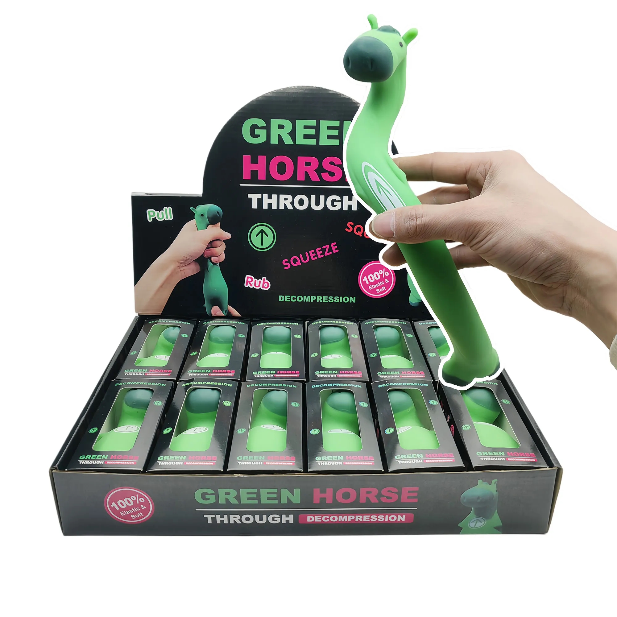 Novelty Green Horse Pull Squeeze Toy For Stress Relief 4