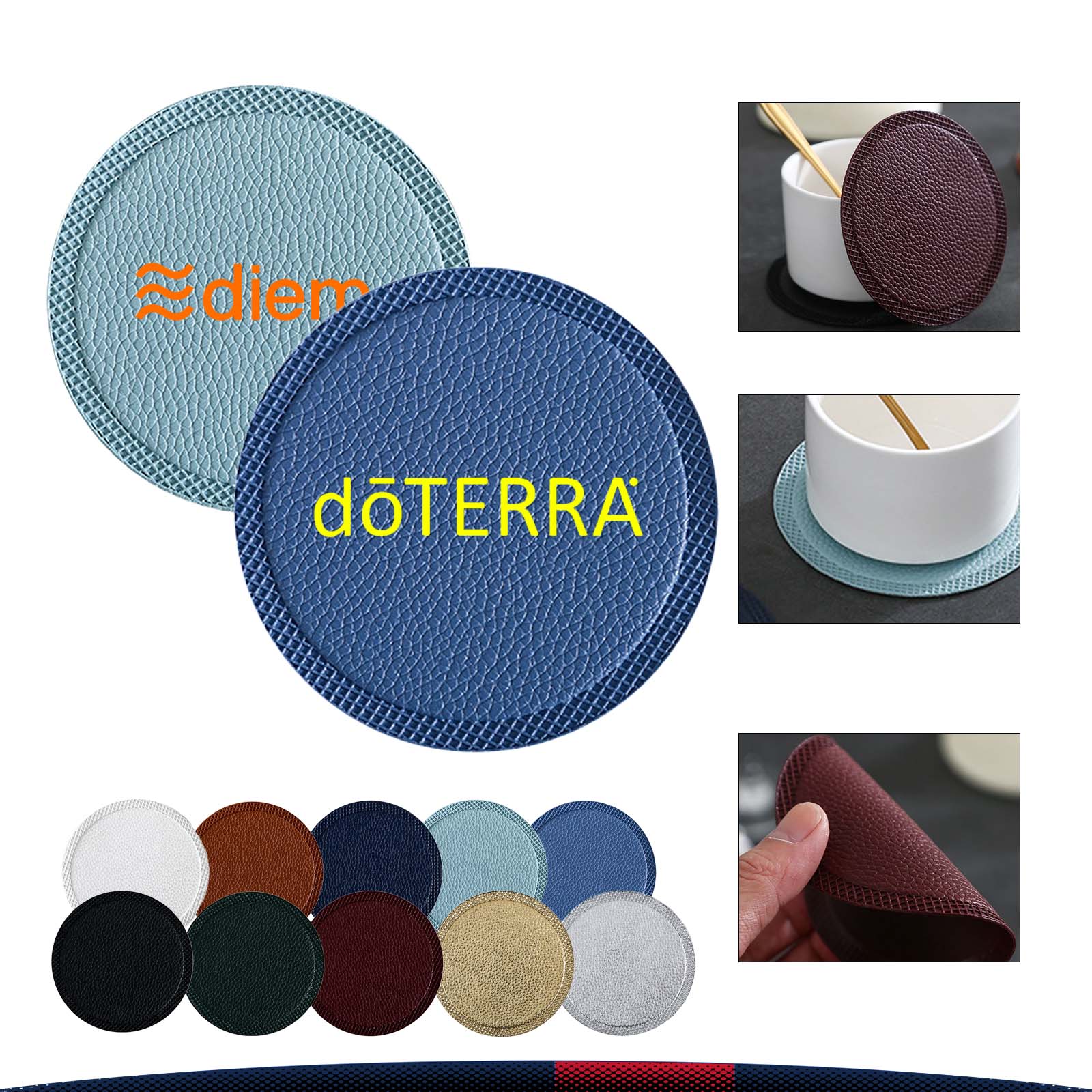Round PU Leather Coaster 12