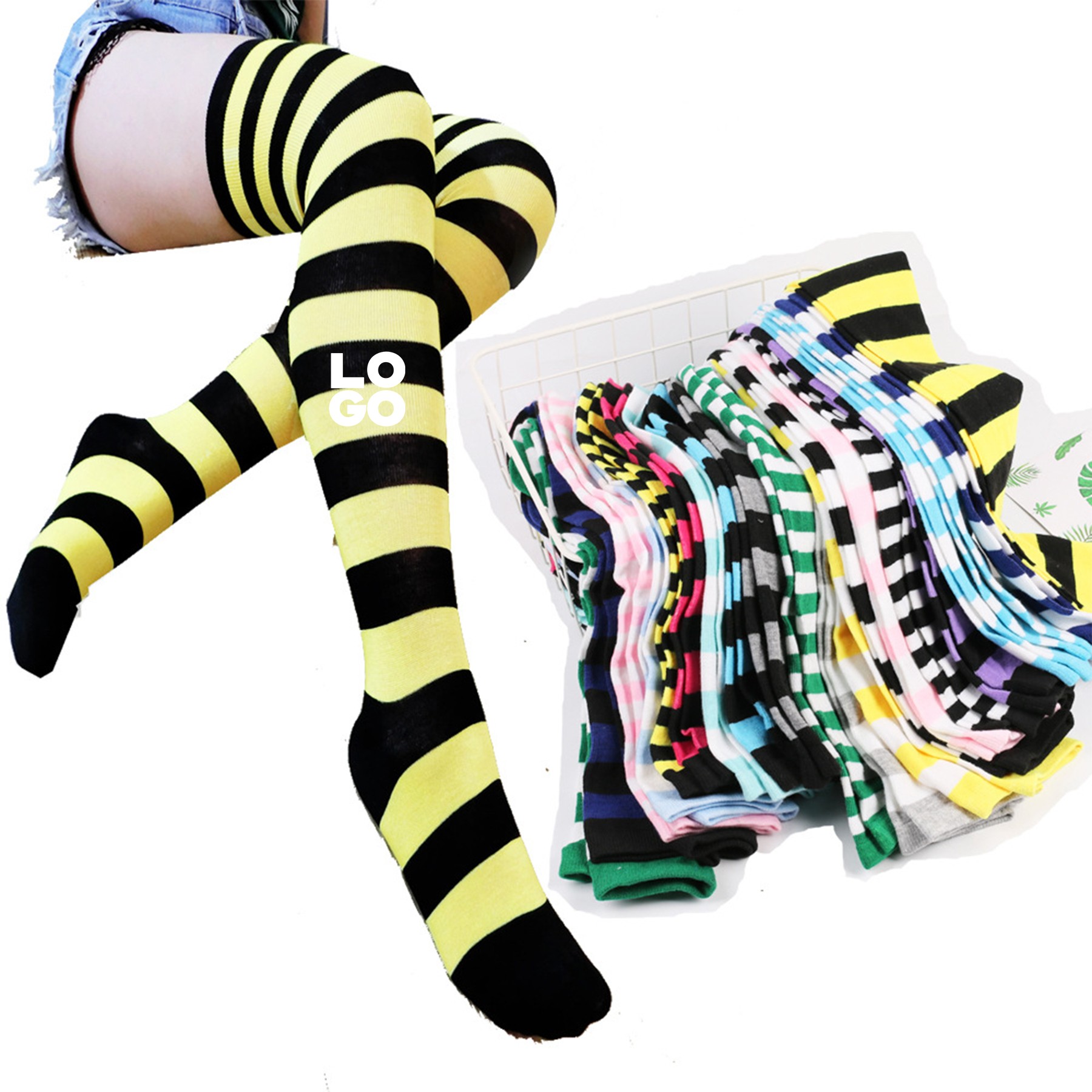 Rainbow Thigh Highs Cosplay Socks 2