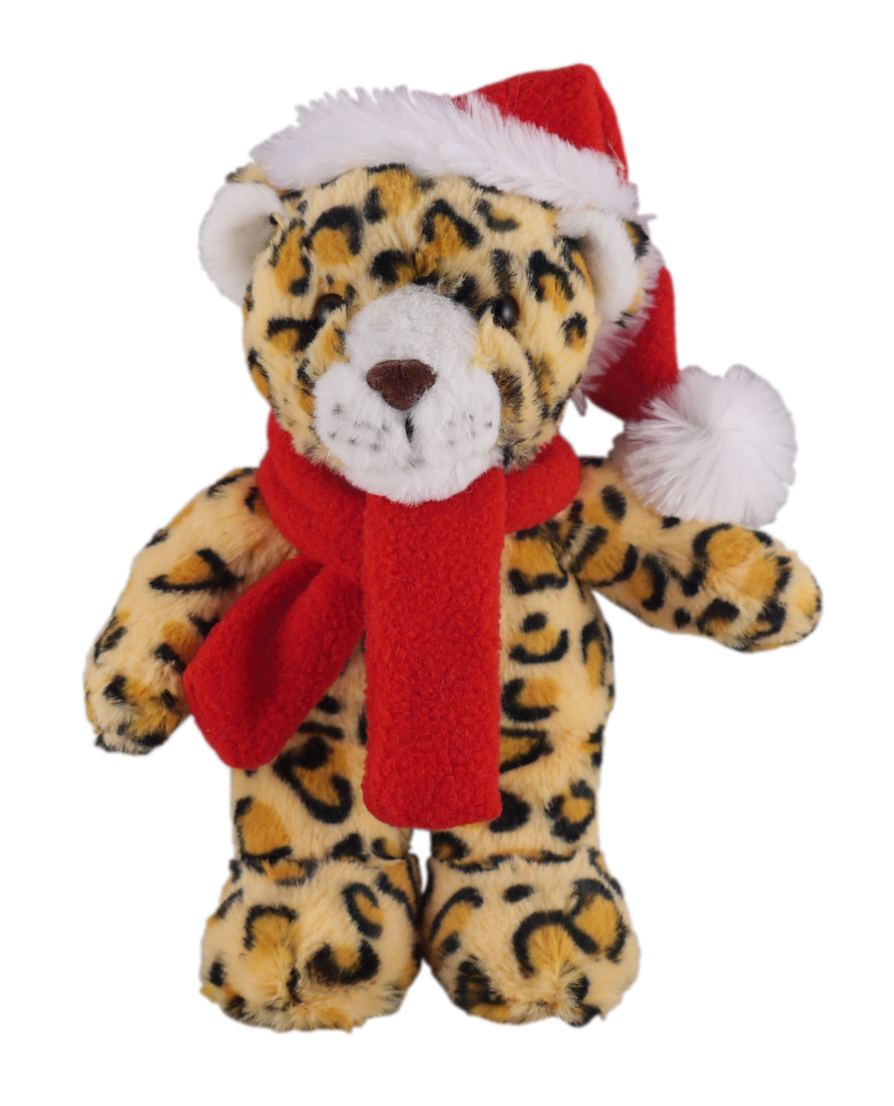 Soft Plush Stuffed Leopard with Christmas Hat and Scarf 2