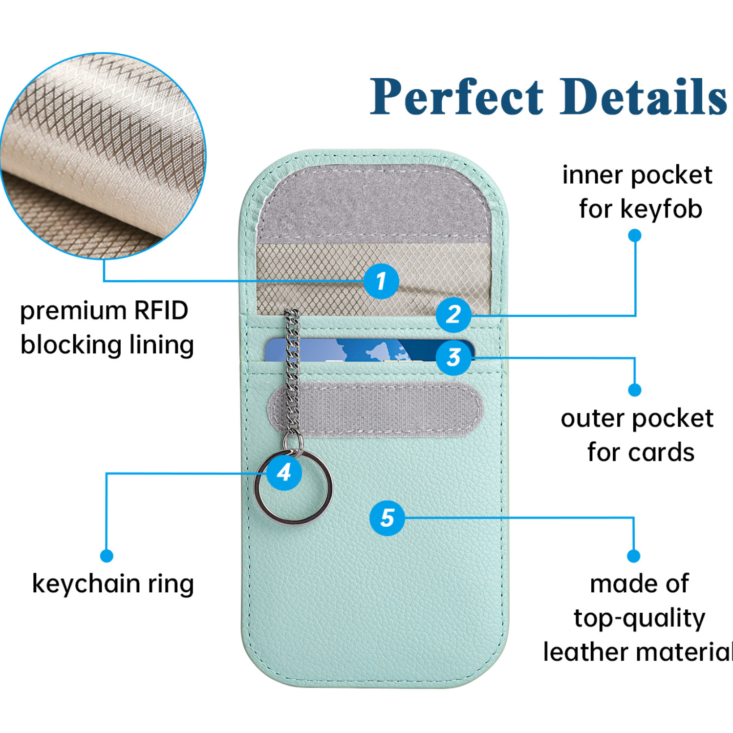 PU Leather Car Key Signal Shielding Faraday Pouch 7