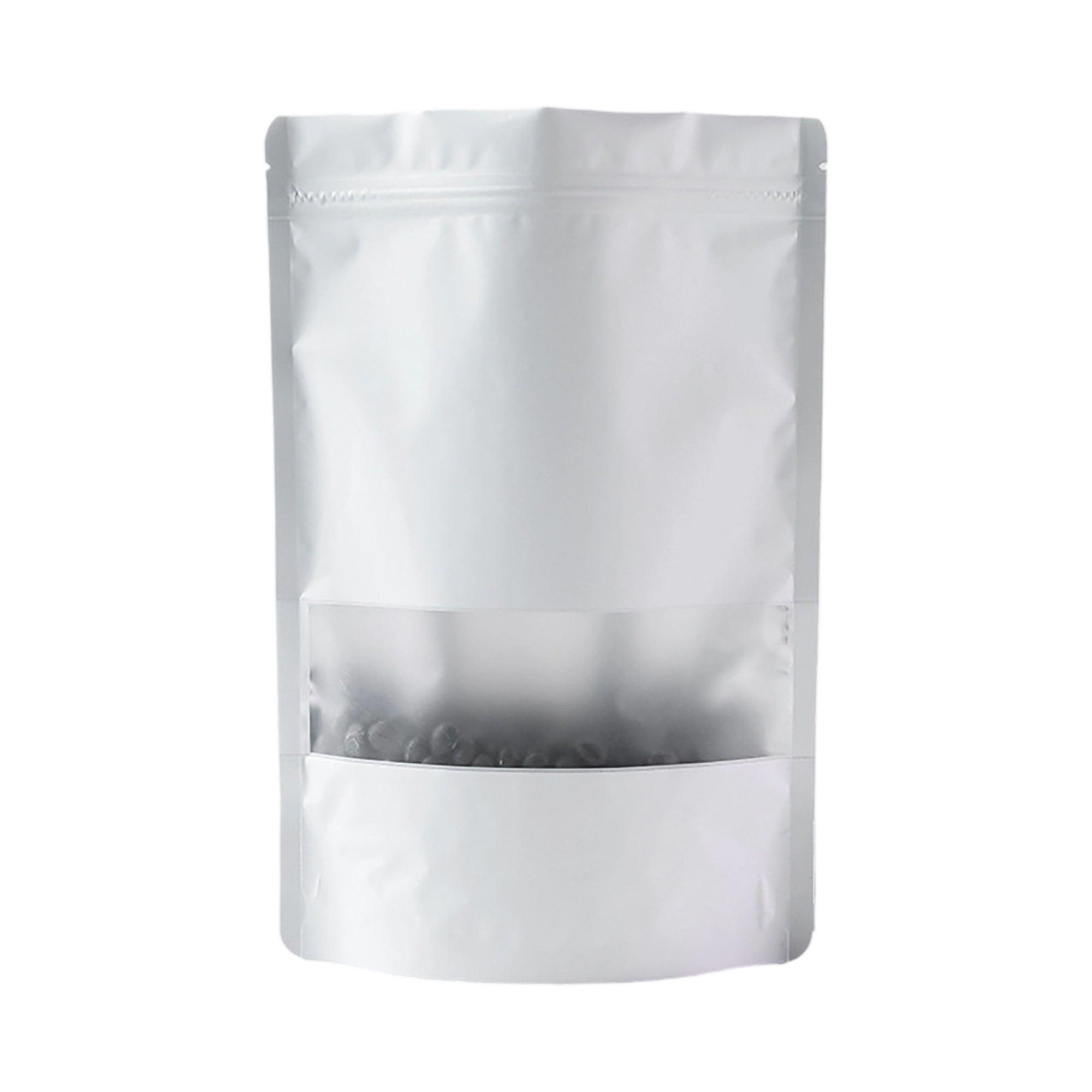 Aluminum Foil Stand Up Zipper Pouch With Clear Window 4.8 x 7.9" 11