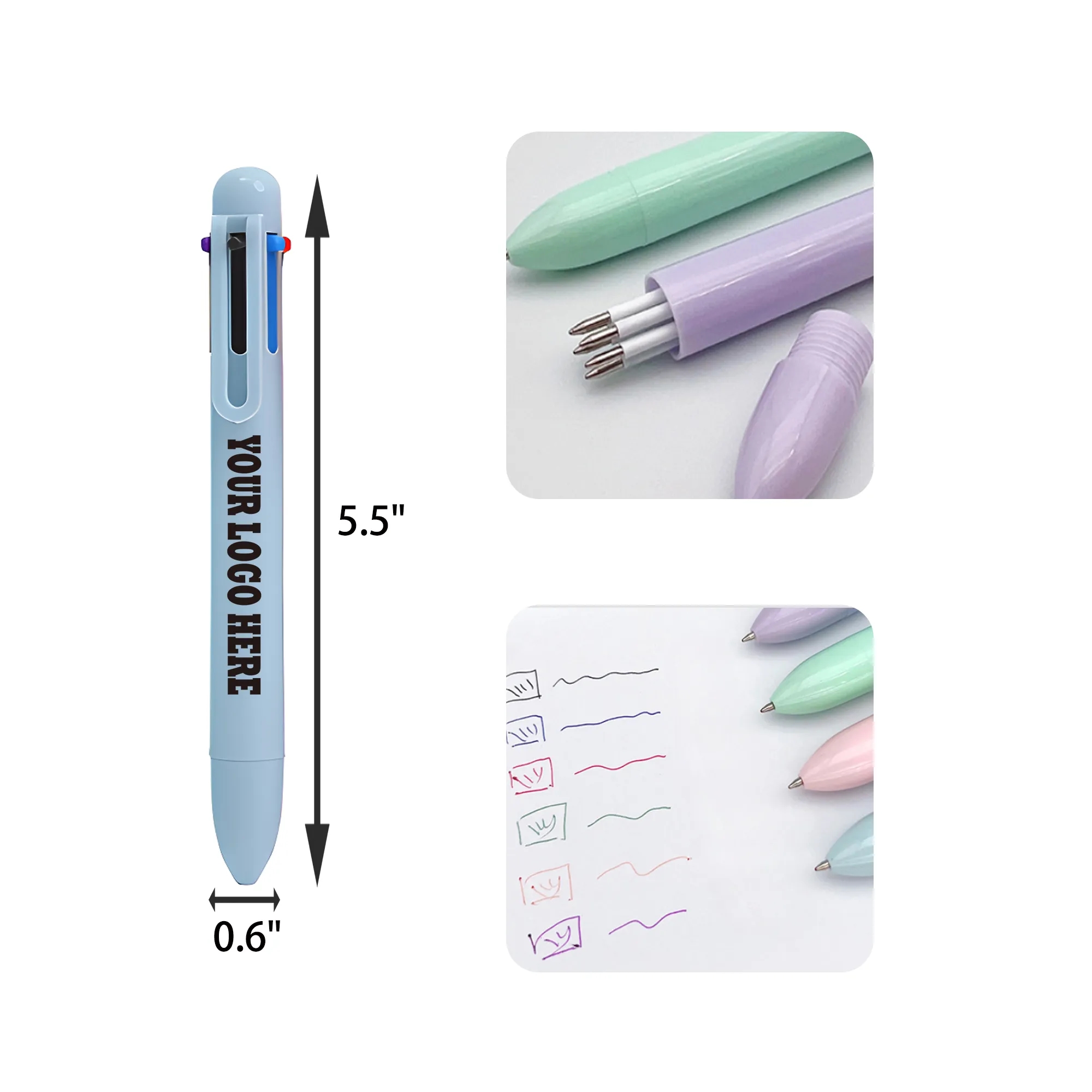 Retractable 6 Colors Ballpoint Pen