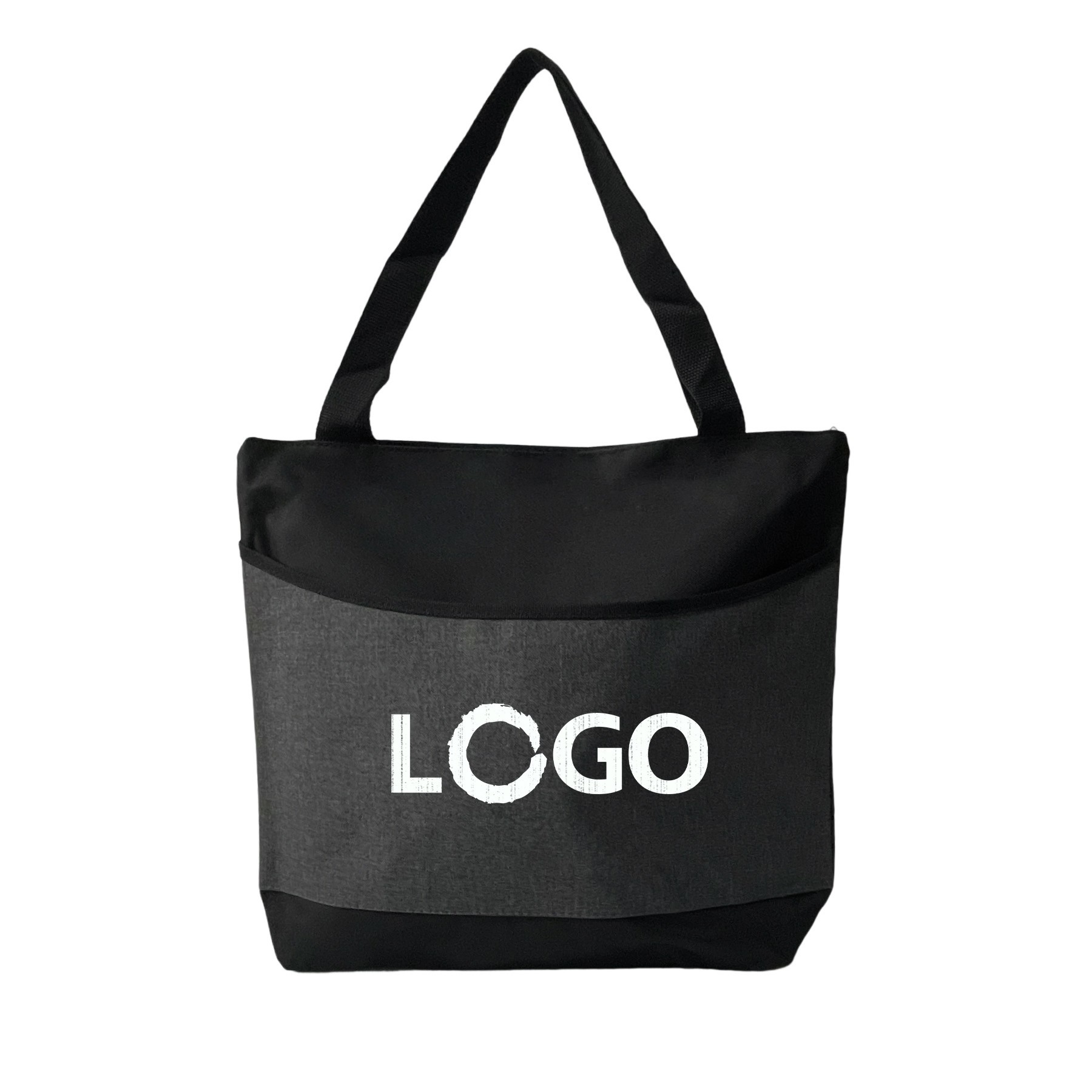 Two-Tone Zippered Tote Bag With Front Pocket 9