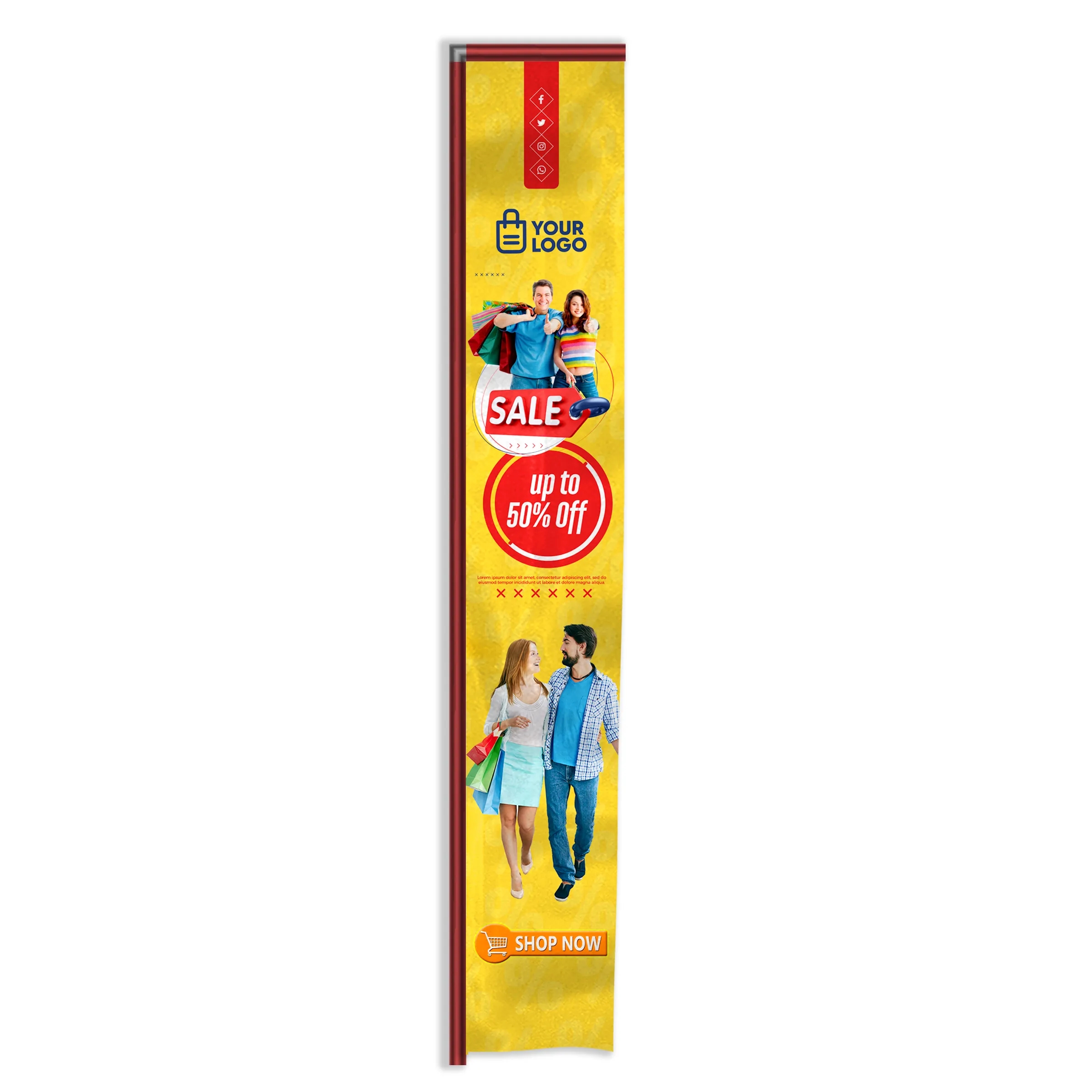 Custom Digital Printed Standard Tower Flags 12' x 22" 2