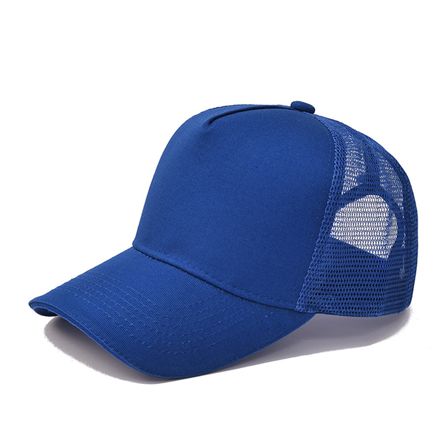 Stock Solid Color Cotton 5-Panel Trucker Cap 12