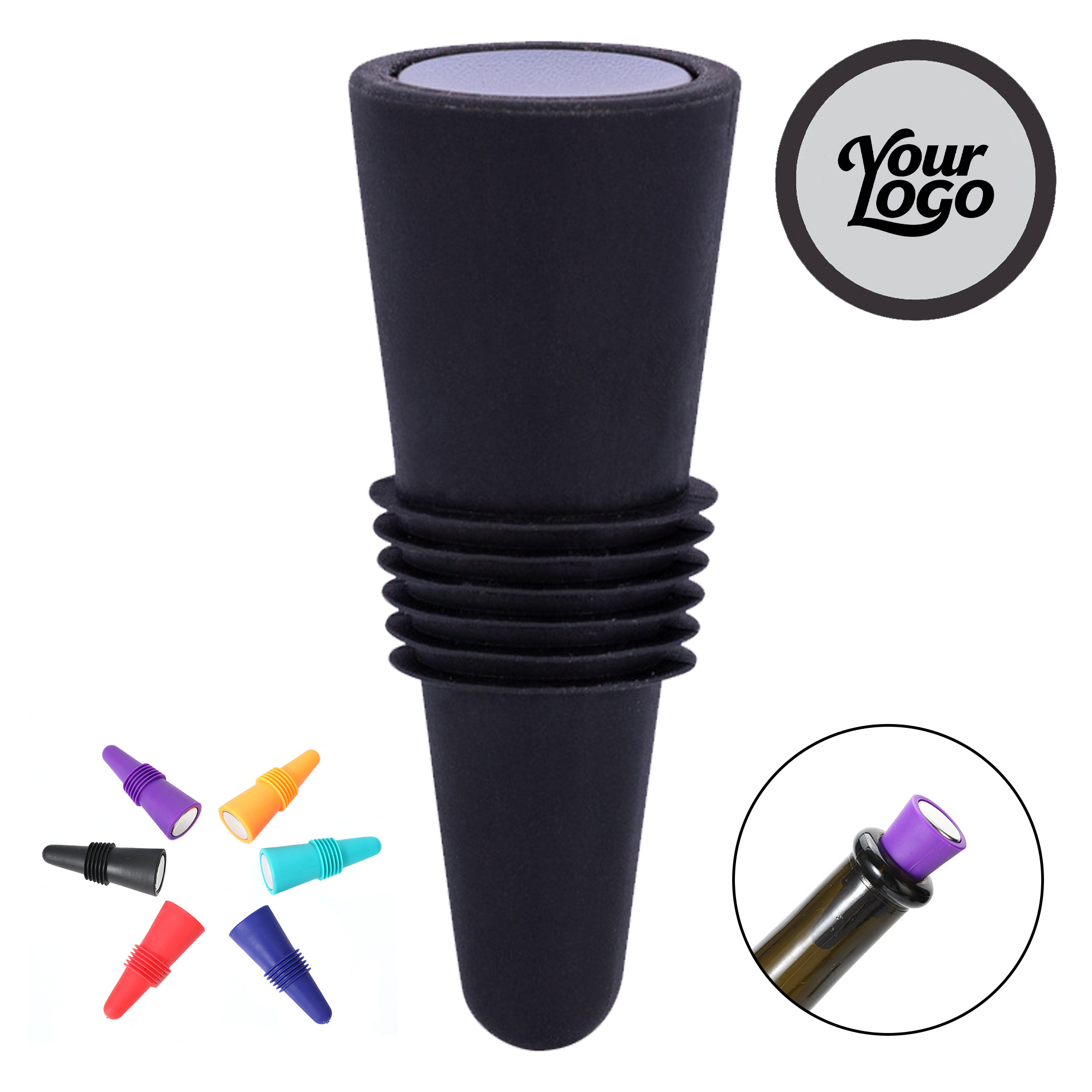 PRINTED SILICONE WINE BOTTLE STOPPER 1