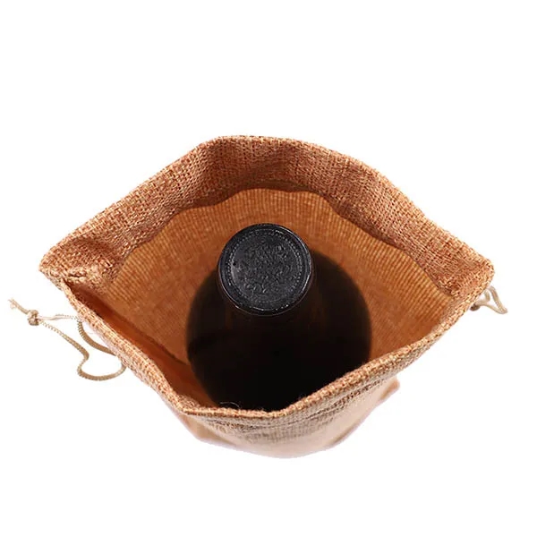 Jute Wine Drawstring Bag 8