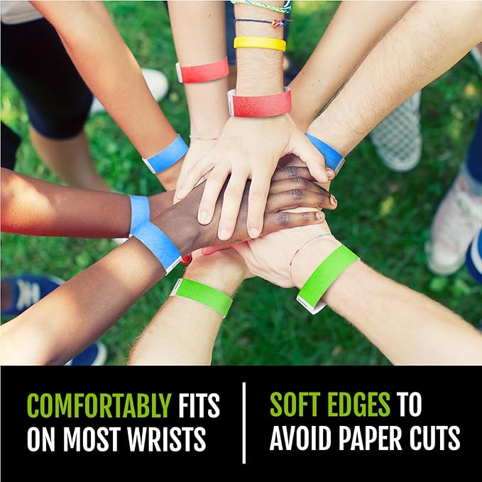 Waterproof Adhesive Neon Paper Wristbands 4