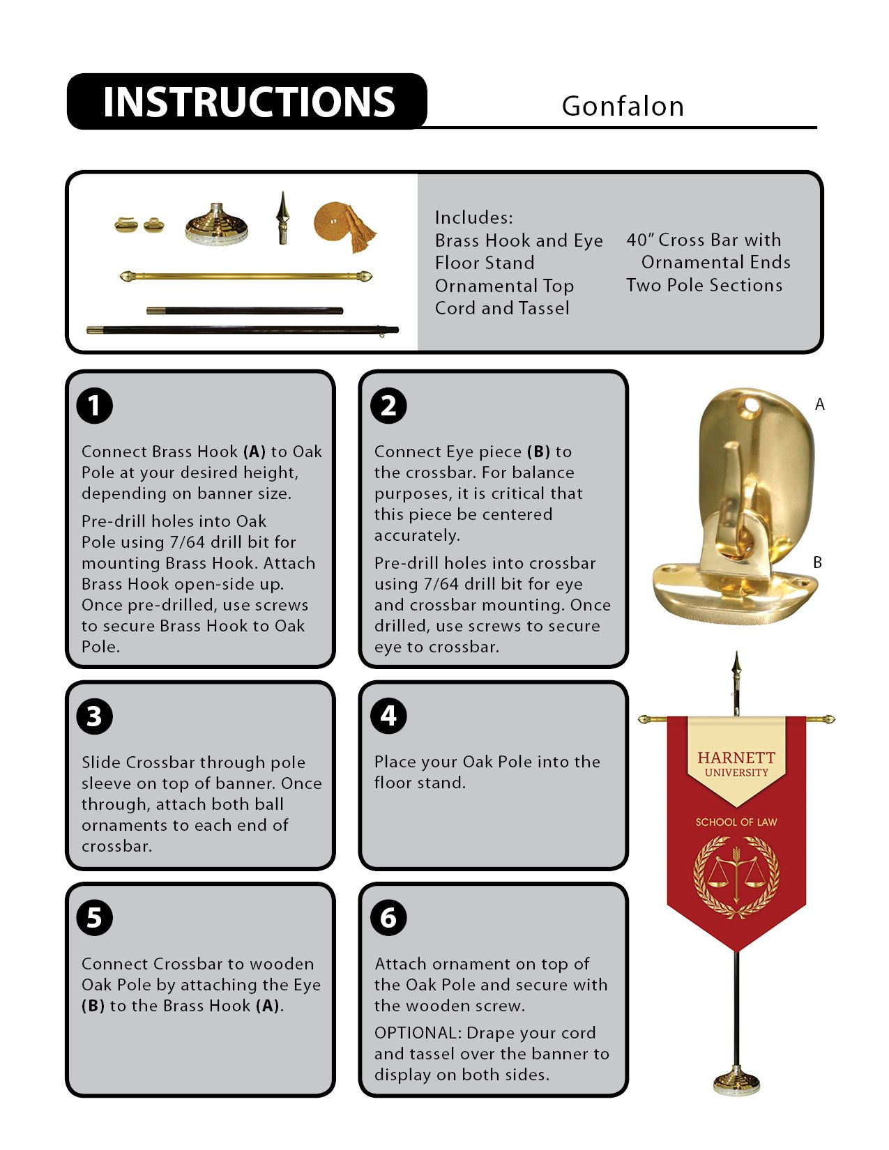 36" x 72" Premium Gonfalon Straight Cut with Fringe 3