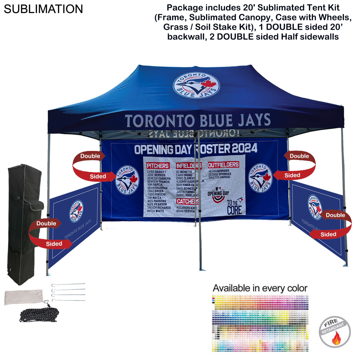 Full Tent Package 2, 20' Sublimated Tent Kit, DOUBLE sided 20' backwall, 2 DOUBLE side half sidewall 4