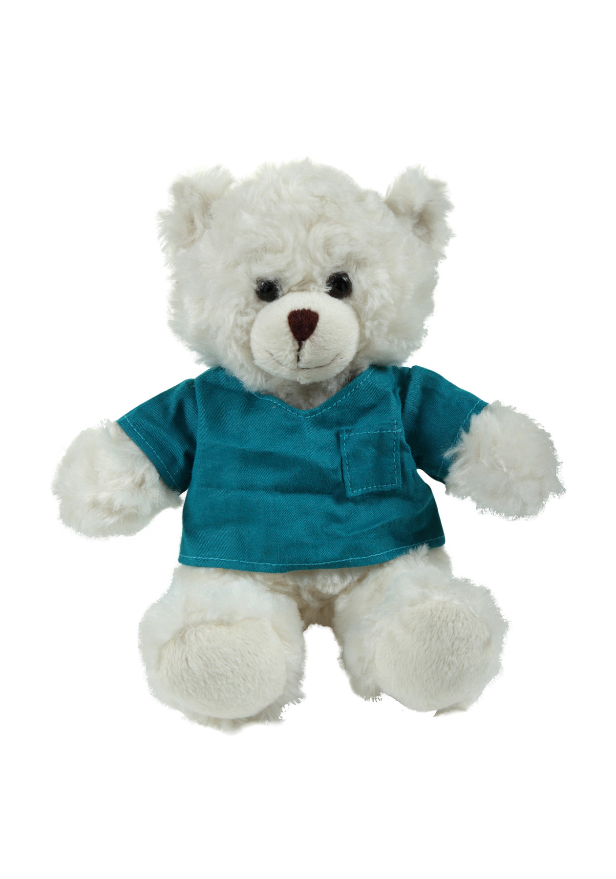 soft plush  Cream Curly Sitting Bear with Medical Scrub