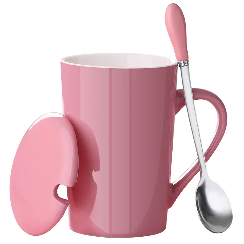 13.5oz Ceramic Coffee Mug With Spoon and Lid 3