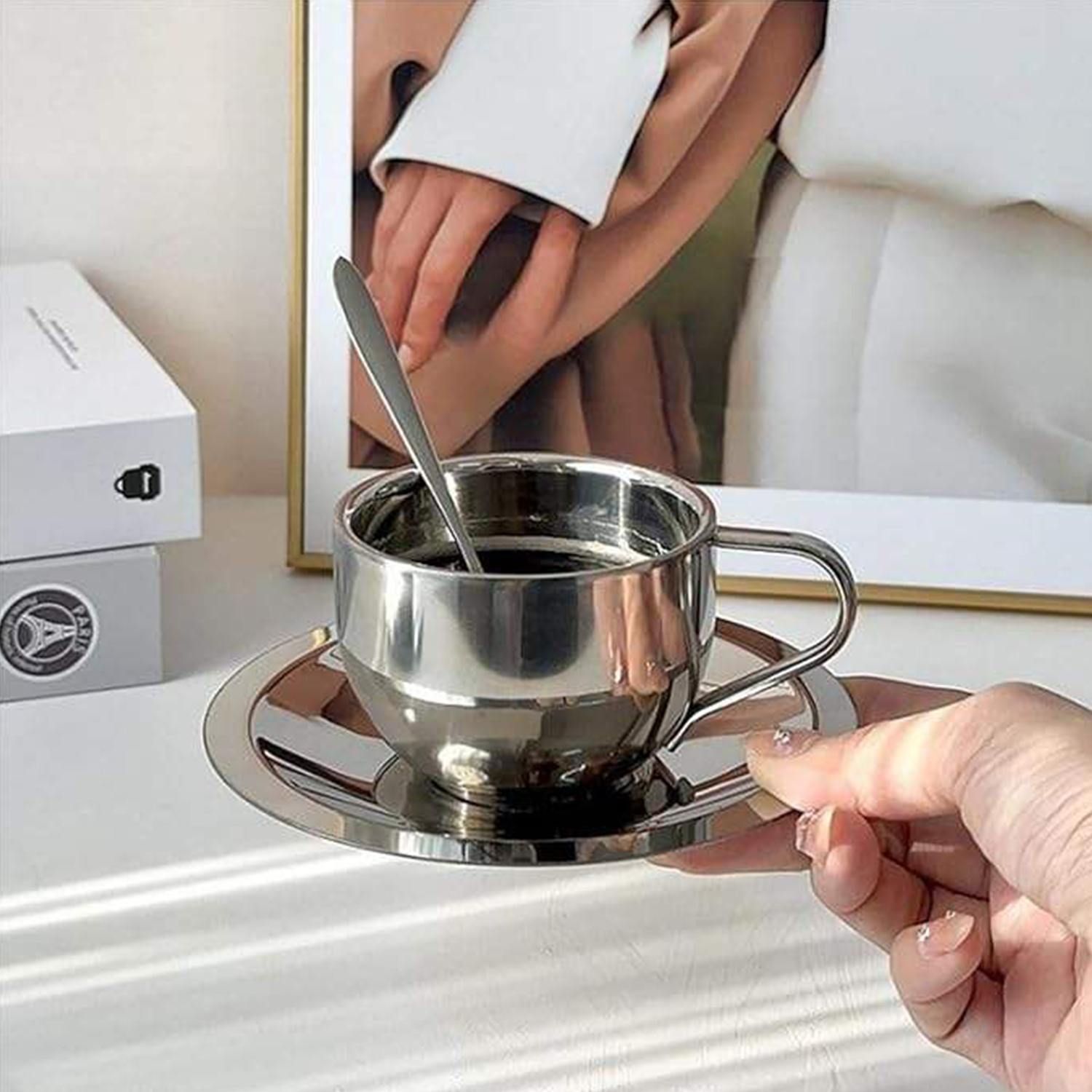 6oz Stainless Steel Coffee Cup Set 4